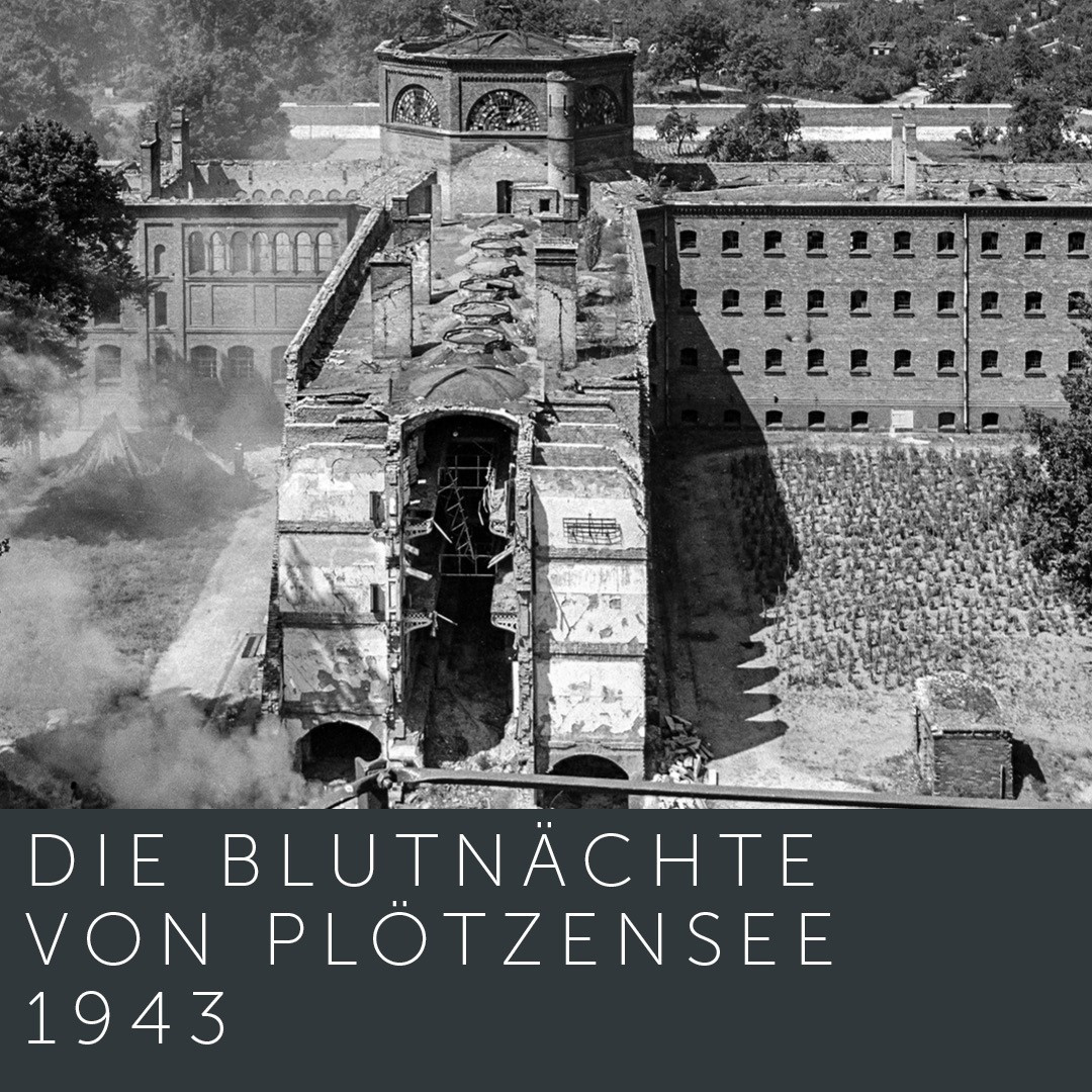 Introbild und Titel der Ausstellung: Die Blutnächte von Plötzensee 1943. Das Introbild zeigt das zerstörte Haus III des Strafgefängnisses Plötzensee, das „Totenhaus“, nach 1945.
© Landesarchiv Berlin, F Rep. 290, Nr. 0007278 / Foto: Bert Sass