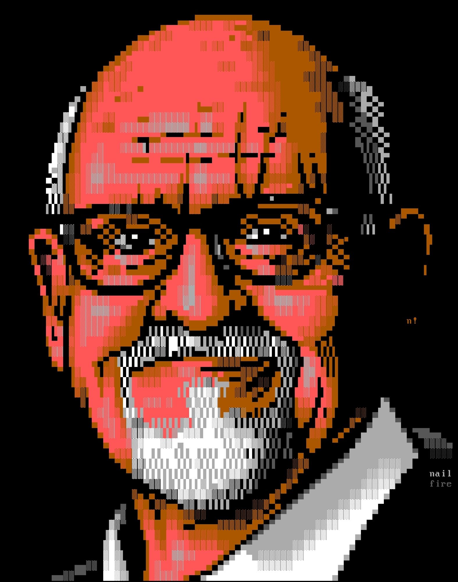 ANSI textmode portrait of Frank Oz