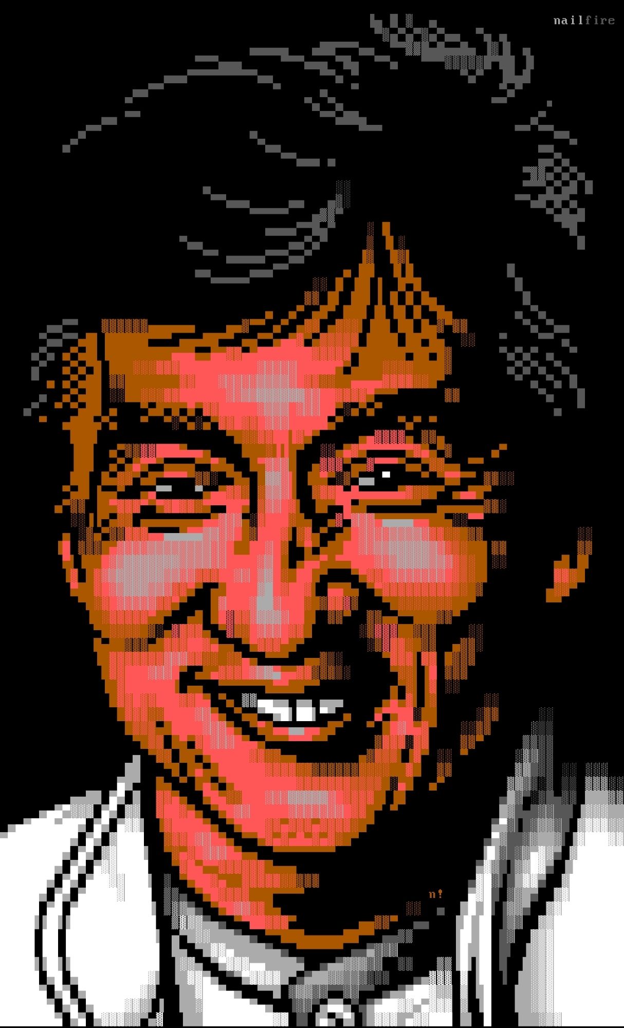 ANSI textmode portrait of Jackie Chan