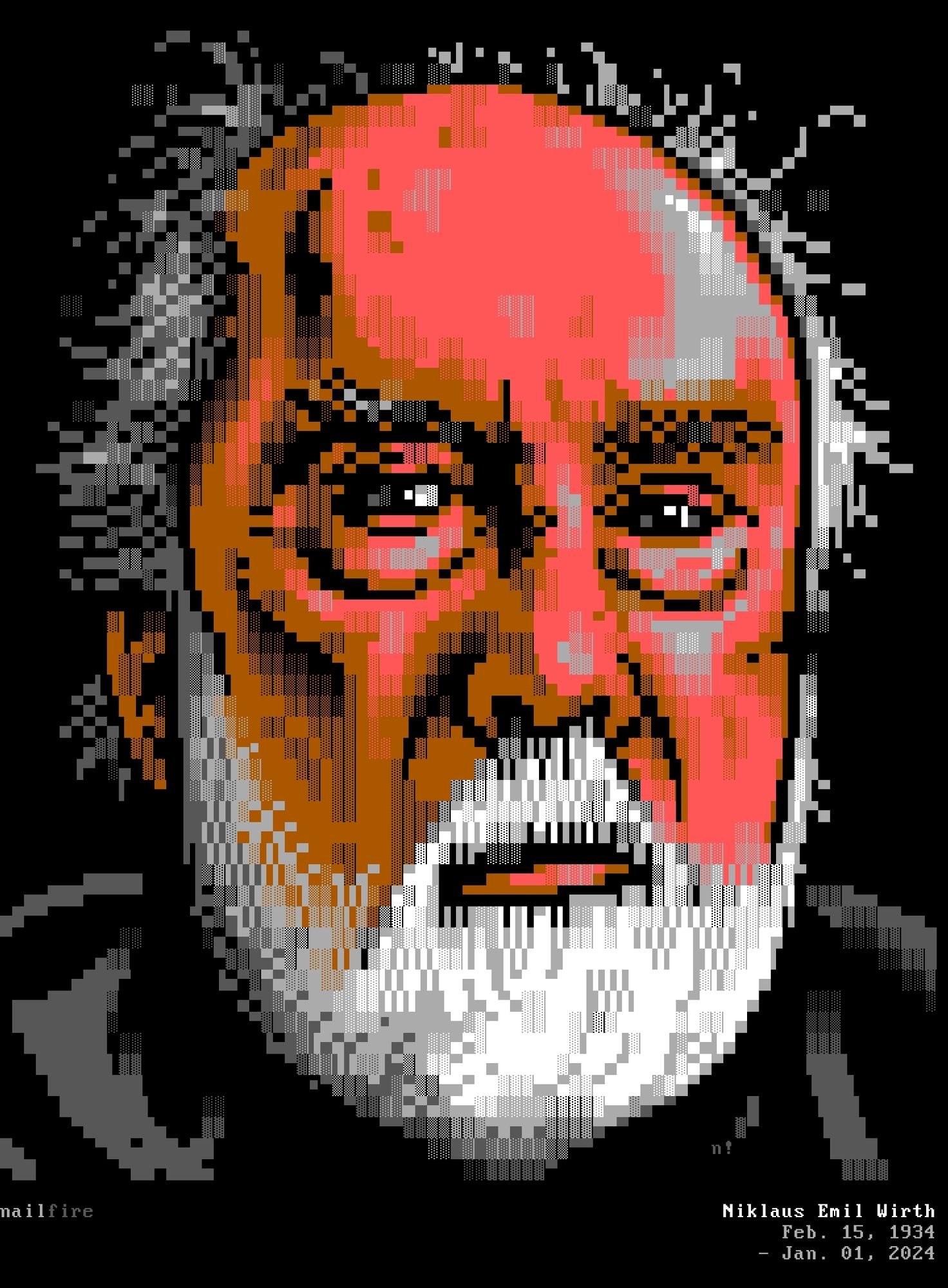 ANSI textmode portrait of Niklaus Wirth