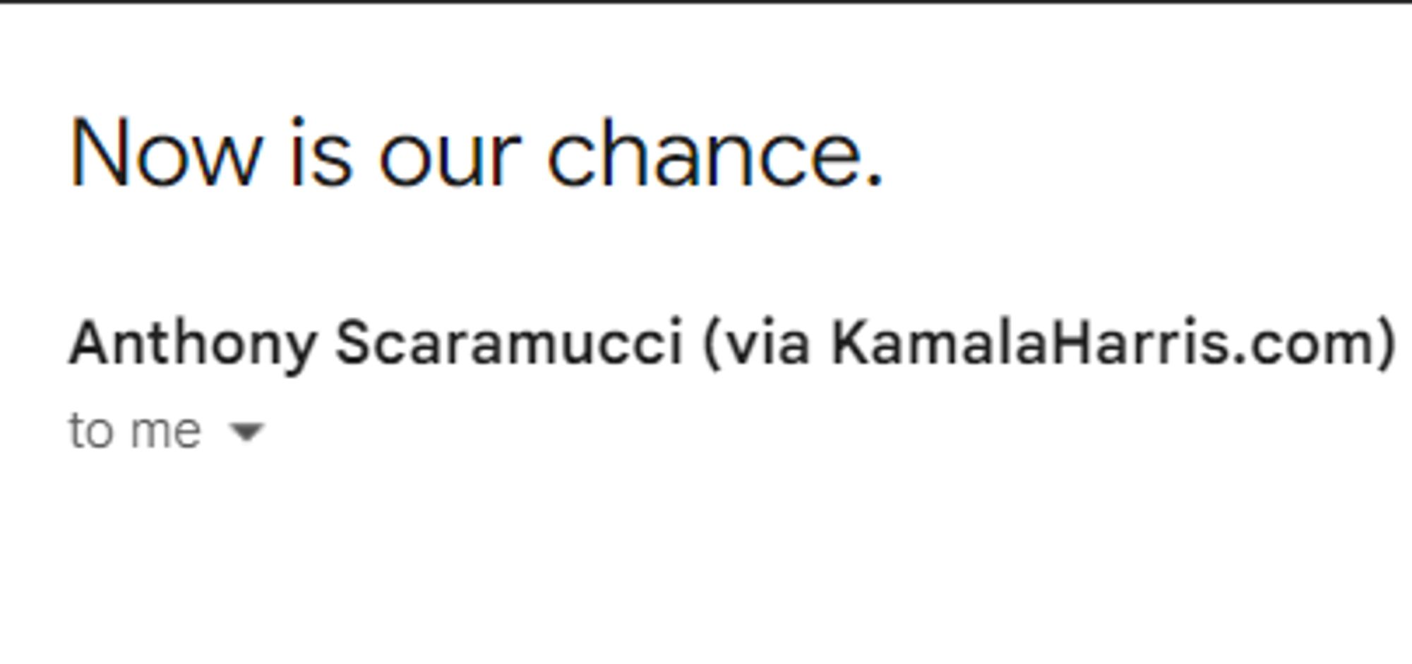 Email from Anthony Scaramucci supporting Kamala Harris