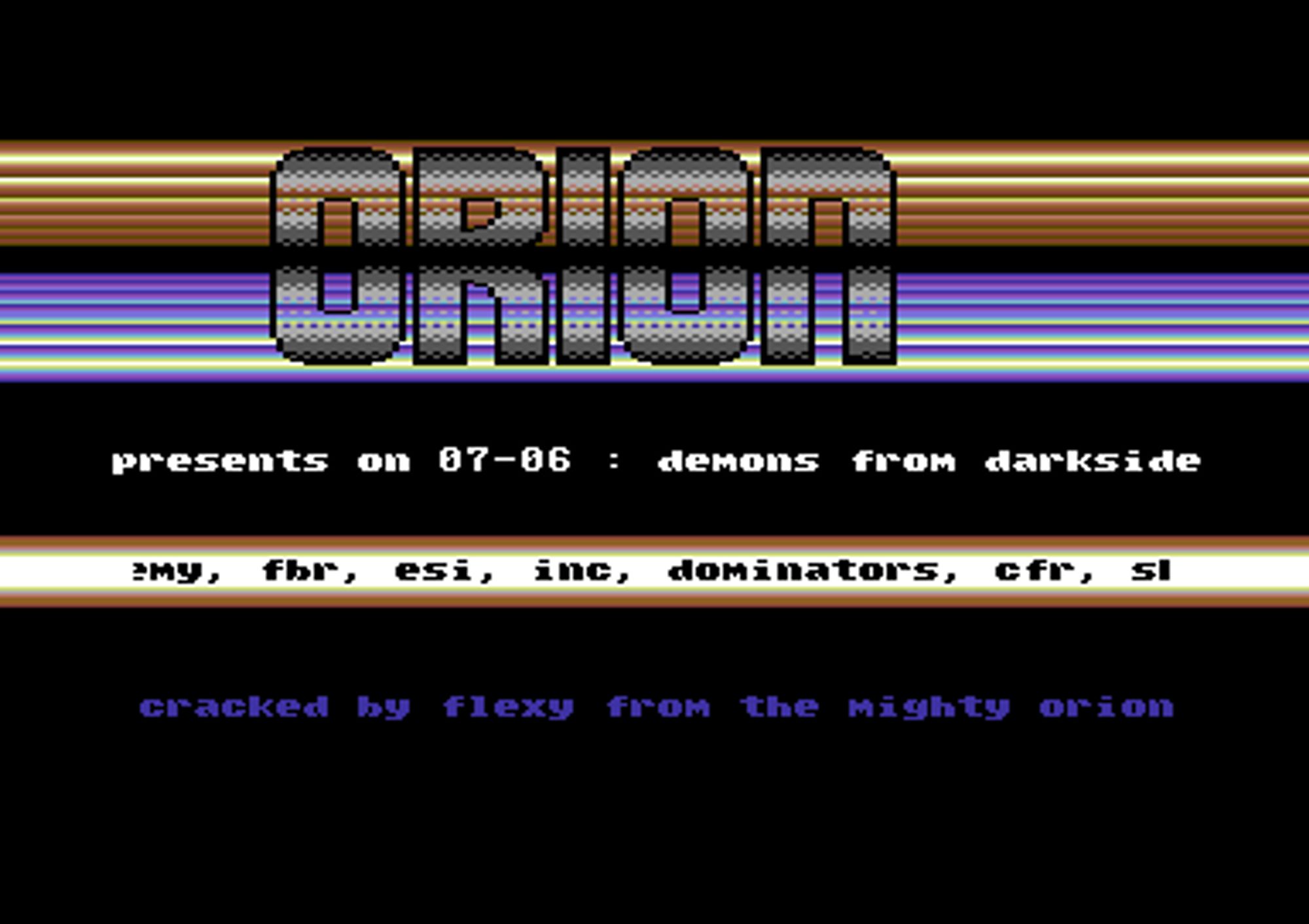 Screenshot of "Demon from the Darkside" - Crack: Orion - Published by Compass Software on Commodore 64 (1988)