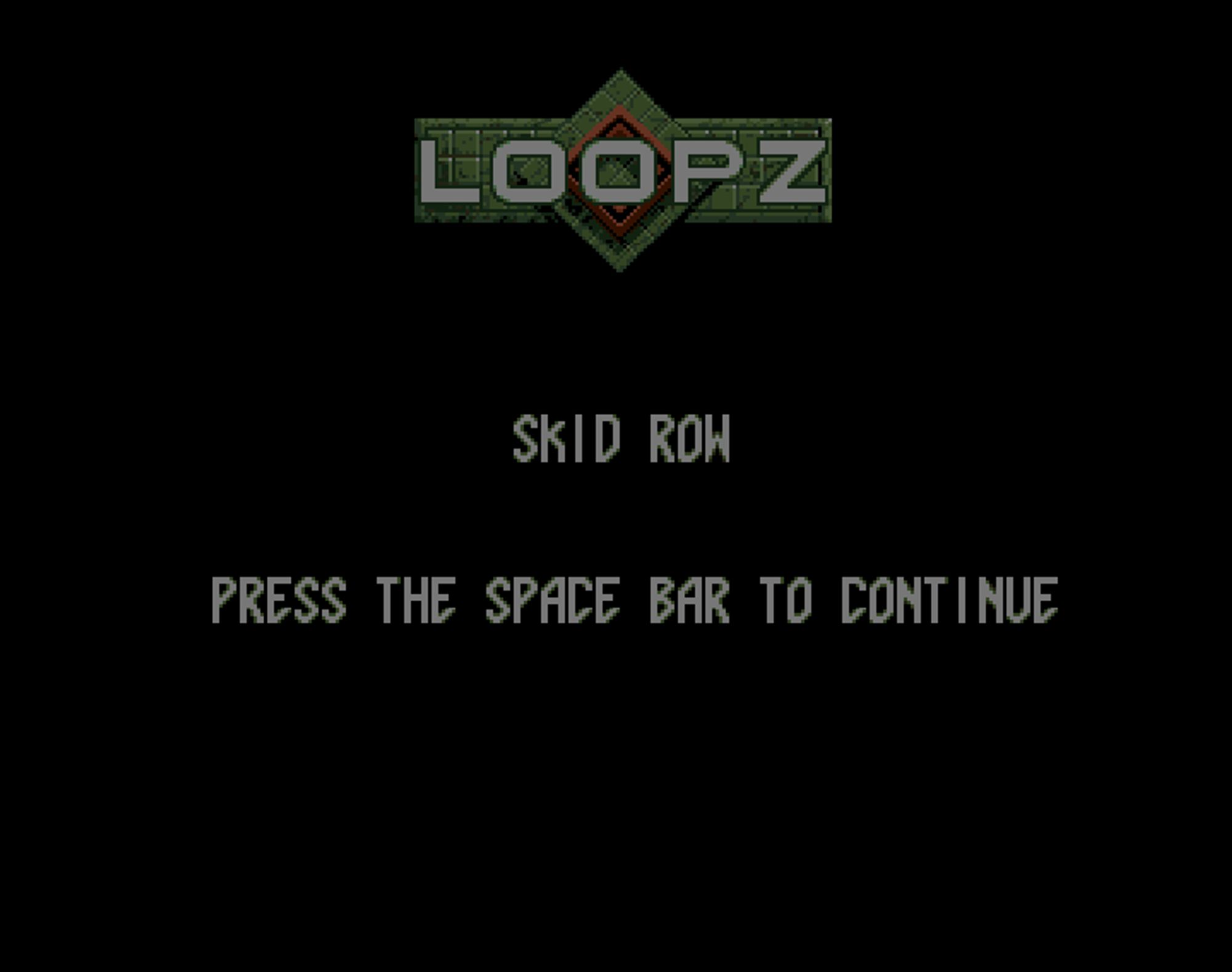 Screenshot of "Loopz" - Crack: Skid Row (SKR) - Published by Audiogenic on Commodore Amiga (1990)