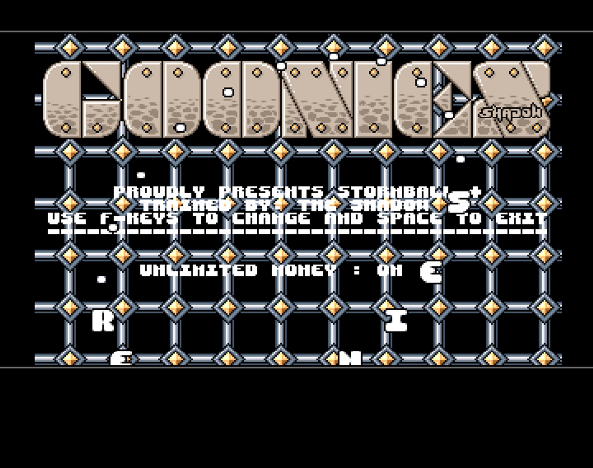 Screenshot of "Stormball" - Trainer (+1): Goonies - Published by Millennium on Commodore Amiga (1991)