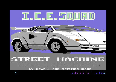 Screenshot of "Street Machine" - Crack: ICE Squad - Published by Software Invasion on Commodore 64 (1987)