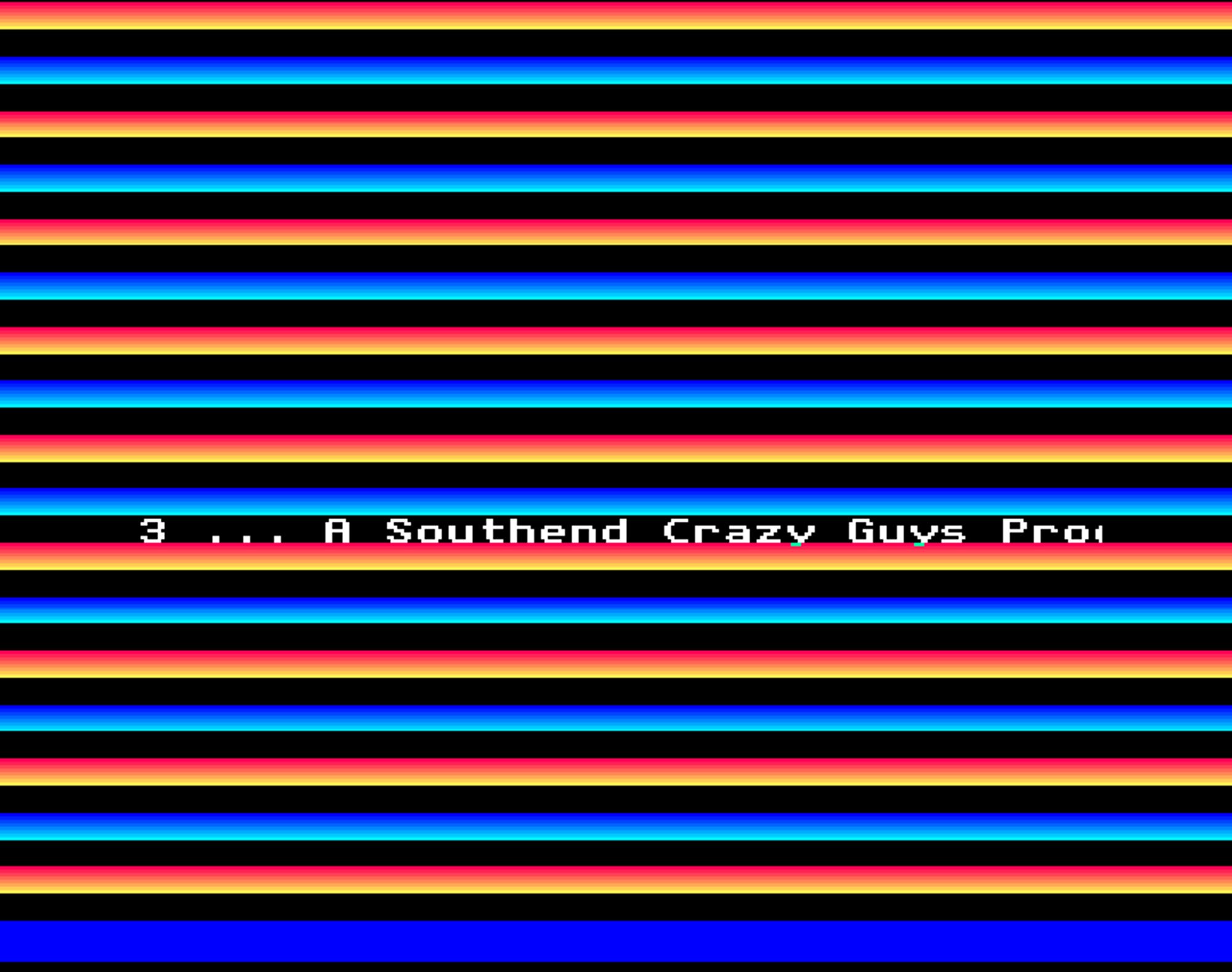 Screenshot of "Mach 3" - Intro Hack: Southend Crazy Guys (SCG) - Published by Loriciels on Commodore Amiga (1988)