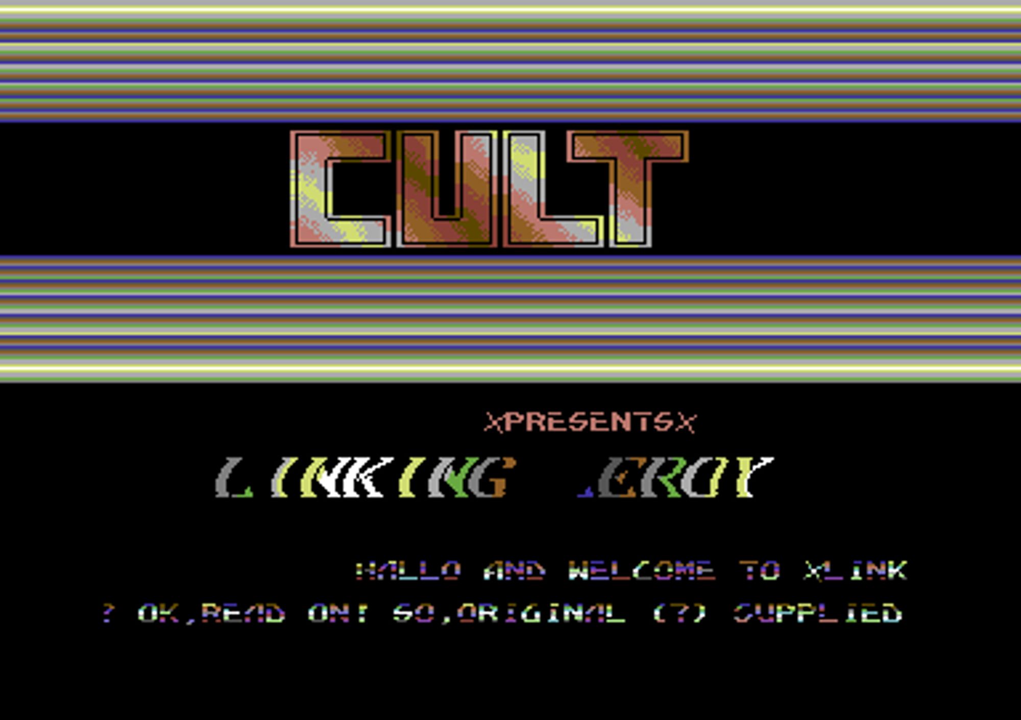 Screenshot of "Linking Leroy Visits Legoland" - Crack: Cult - Published by Fairlight on Commodore 64 (1992)