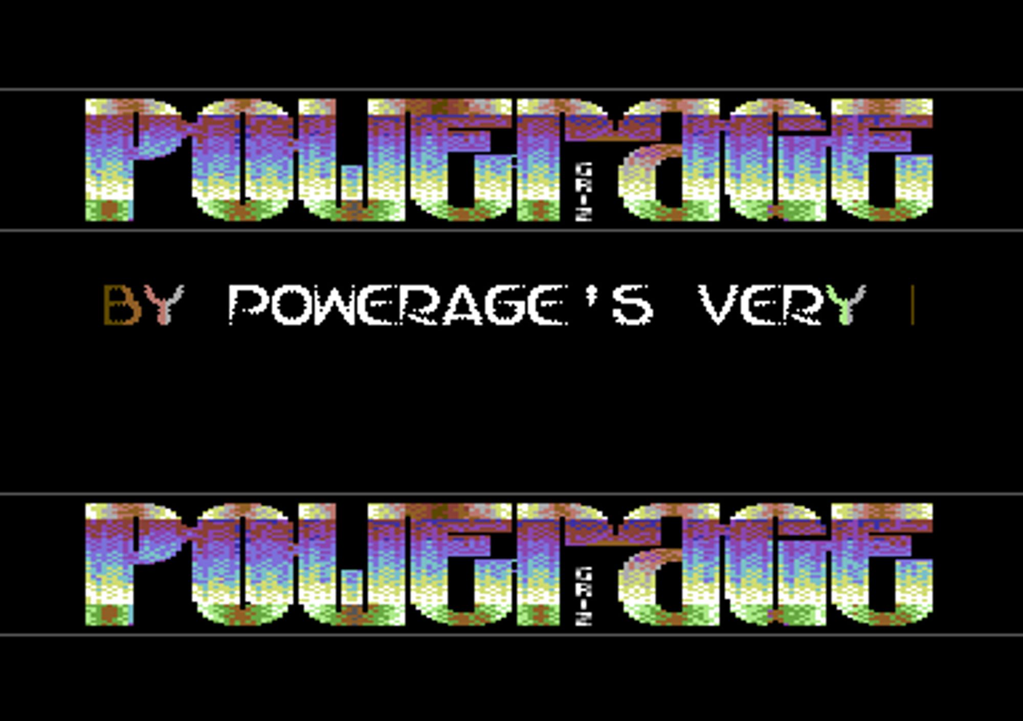 Screenshot of "Potty Botty Blast" - Crack: Powerage - Published by Binary Zone on Commodore 64 (1994)