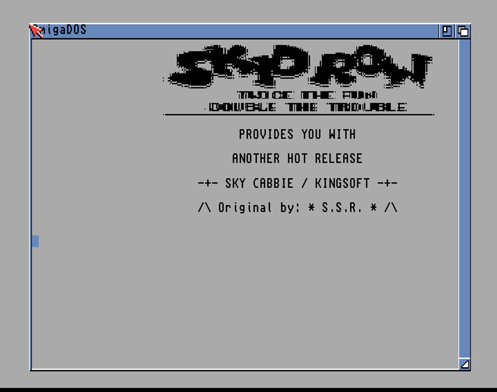 Screenshot of "Sky Cabbie" - Crack: Skid Row (SKR) - Published by Kingsoft on Commodore Amiga (1990)