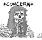 a frowning skeleton labelled "concern"