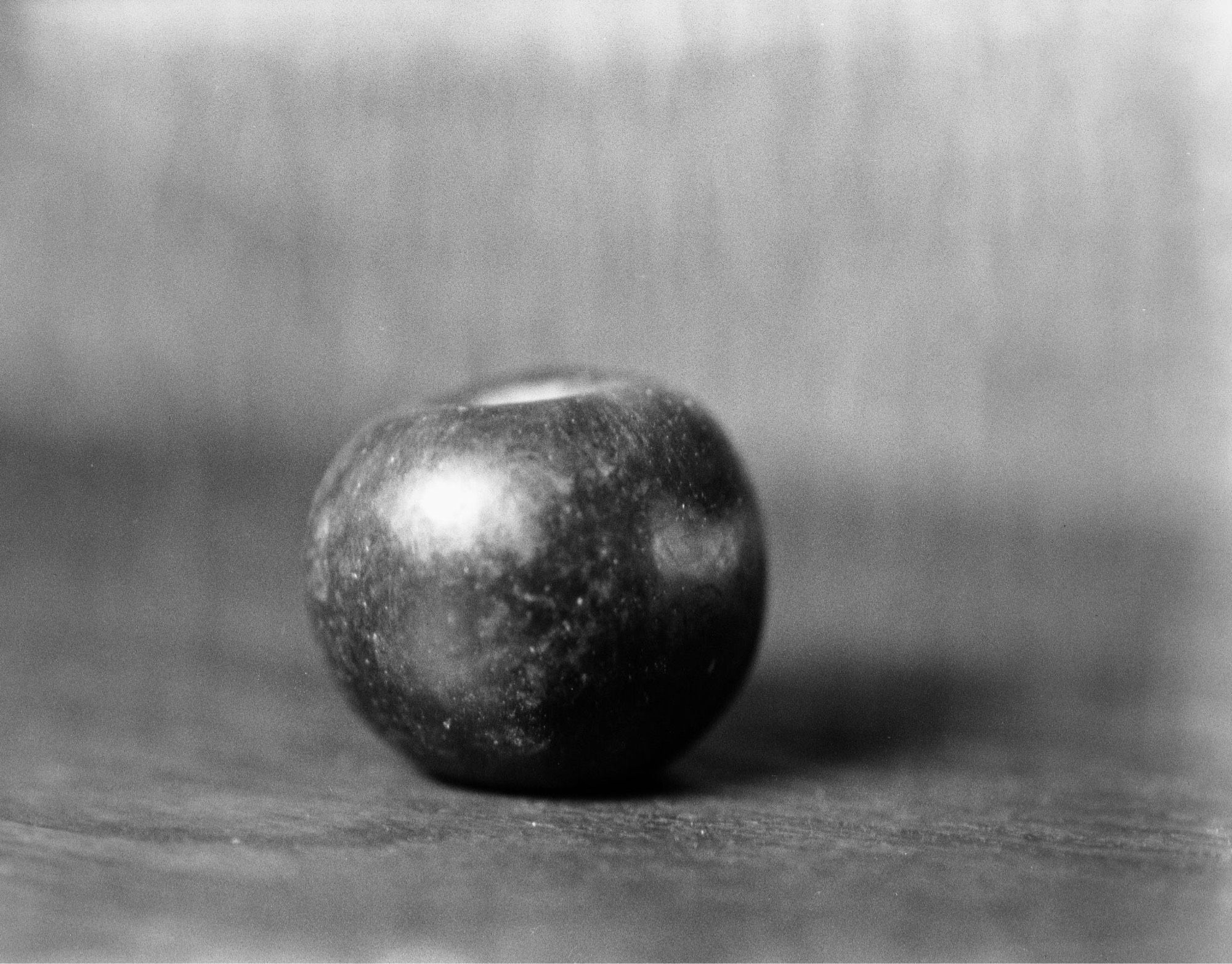 Black and white image of an apple.