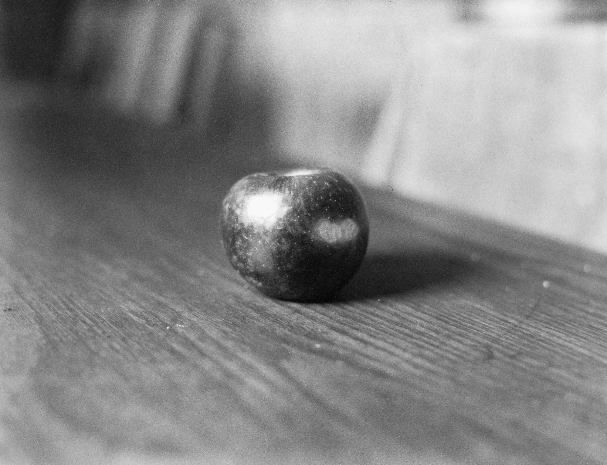 Black and white image of an apple.