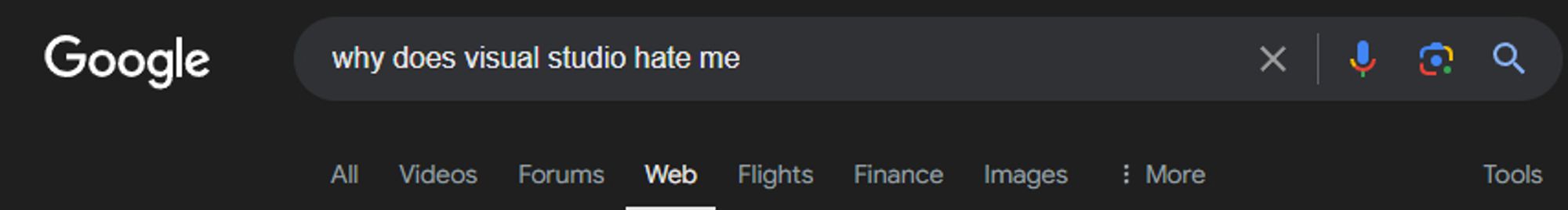 google search: why does visual studio hate me