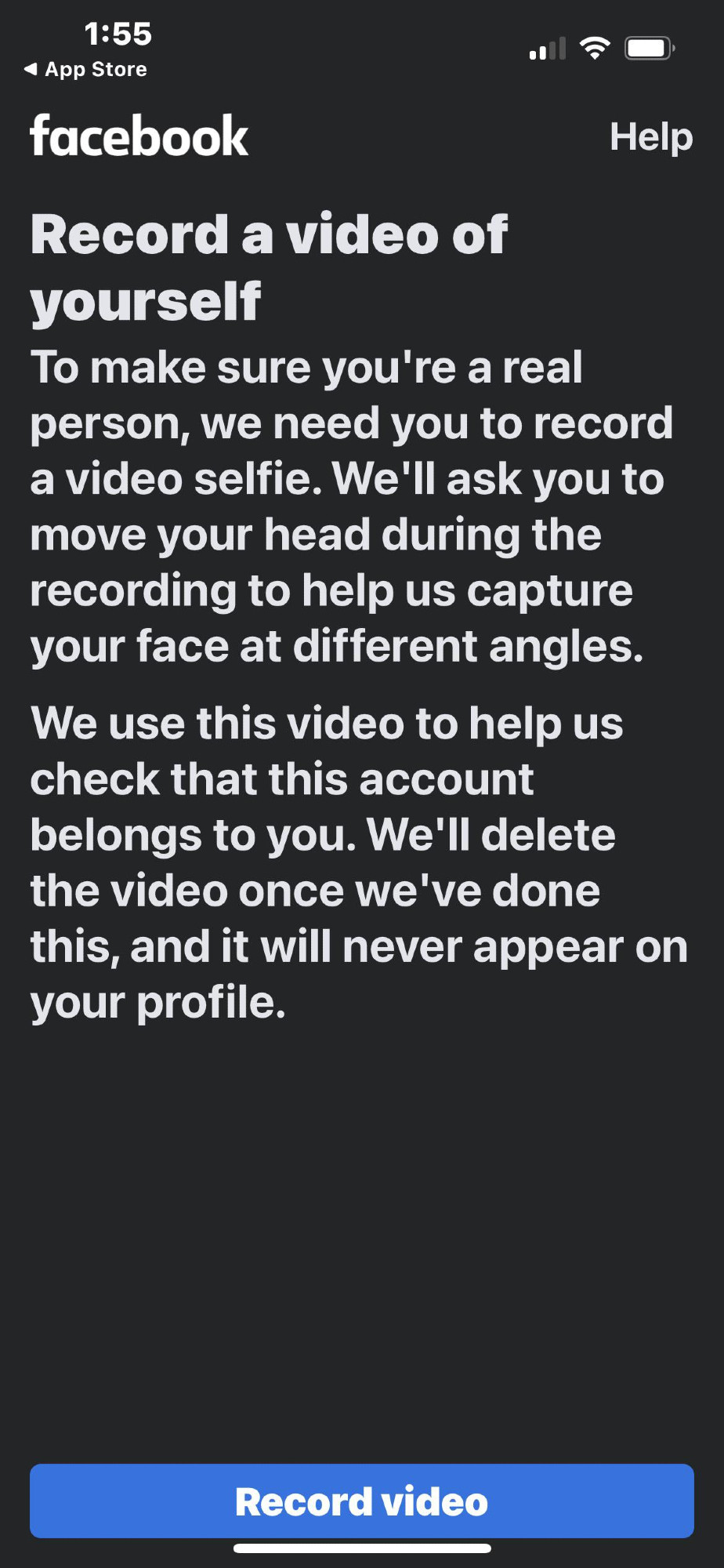 https://www.reddit.com/r/OculusQuest/comments/sqtn1c/facebook_now_asking_for_video_selfies

Login walls, it's annoying. Identity verification walls, disgusting. Airport-styled surveillance system, that's egregious, to use in a social media site.