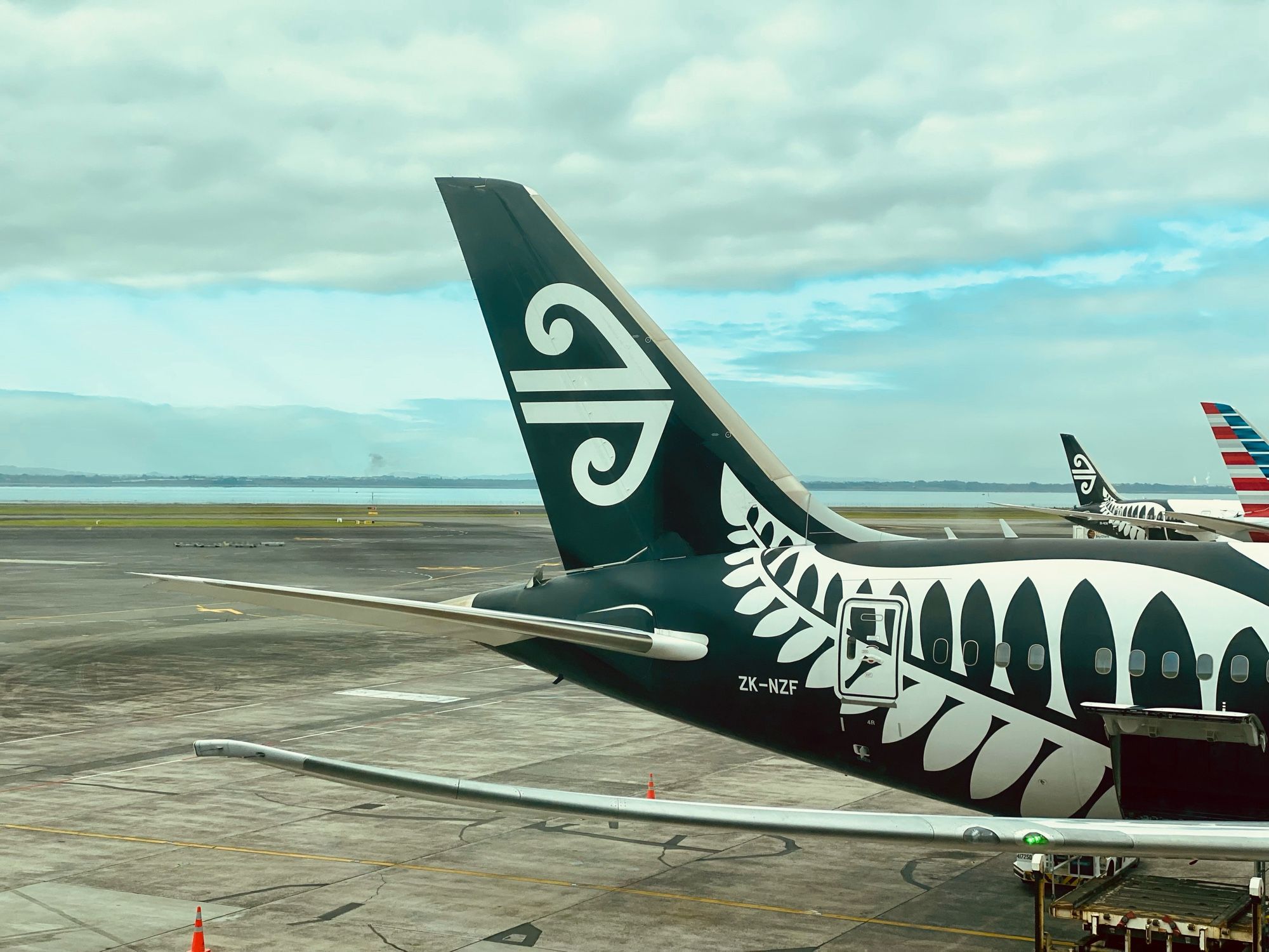 Air New Zealand plane on the runway.