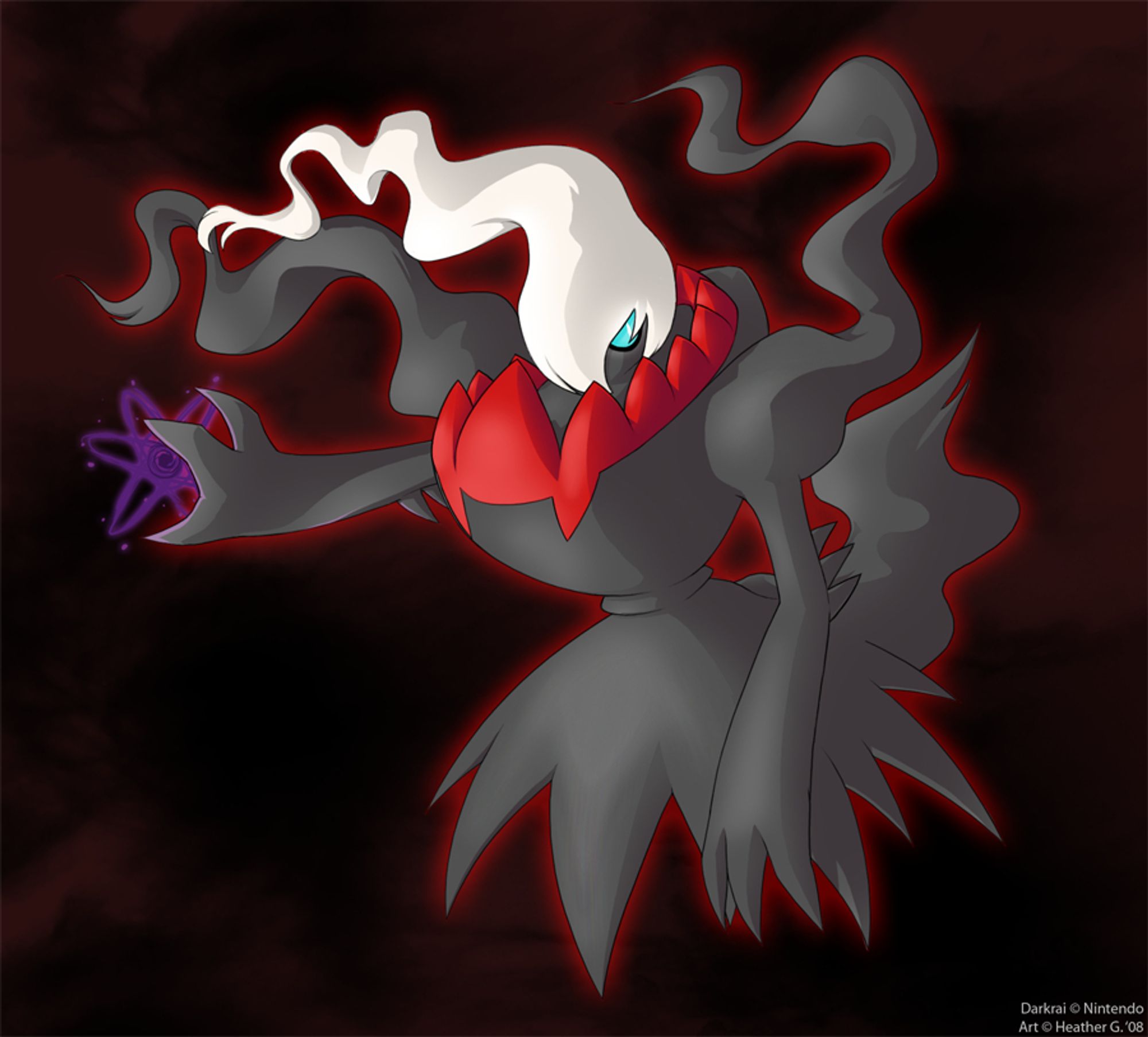 Darkrai holding an orb of dark energy.