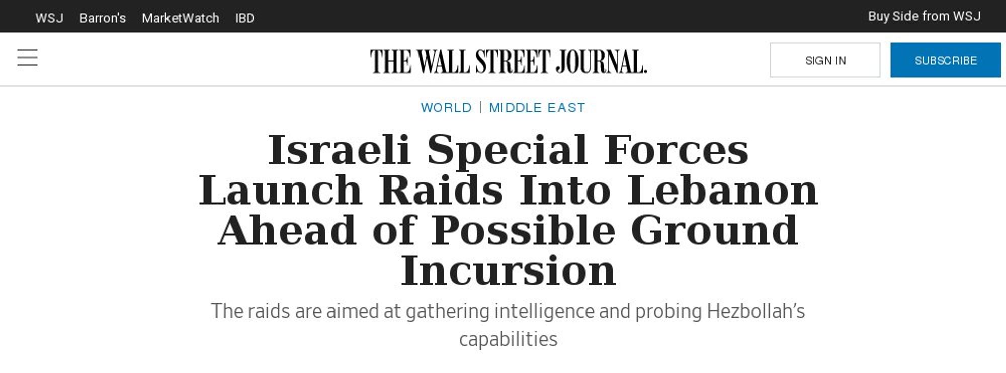 Ground and underground operations in Lebanon.
Headlines The Wall Street Journal 2024 Sep.30