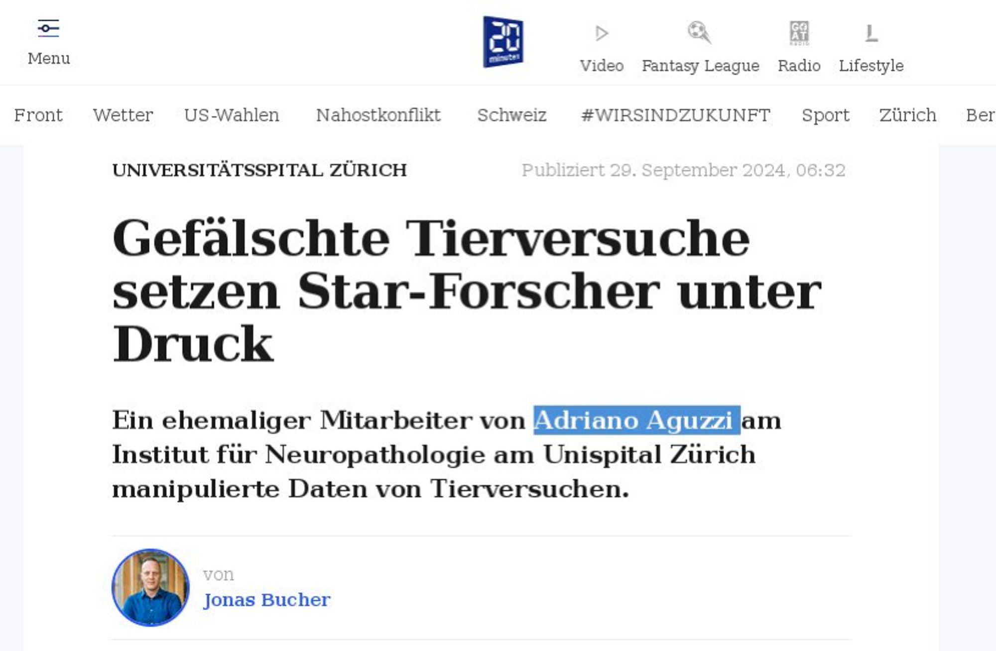 Gefälschte Tierversuche setzen Star-Forscher unter Druck
Headlines 20 minuten 2024 Sep.29