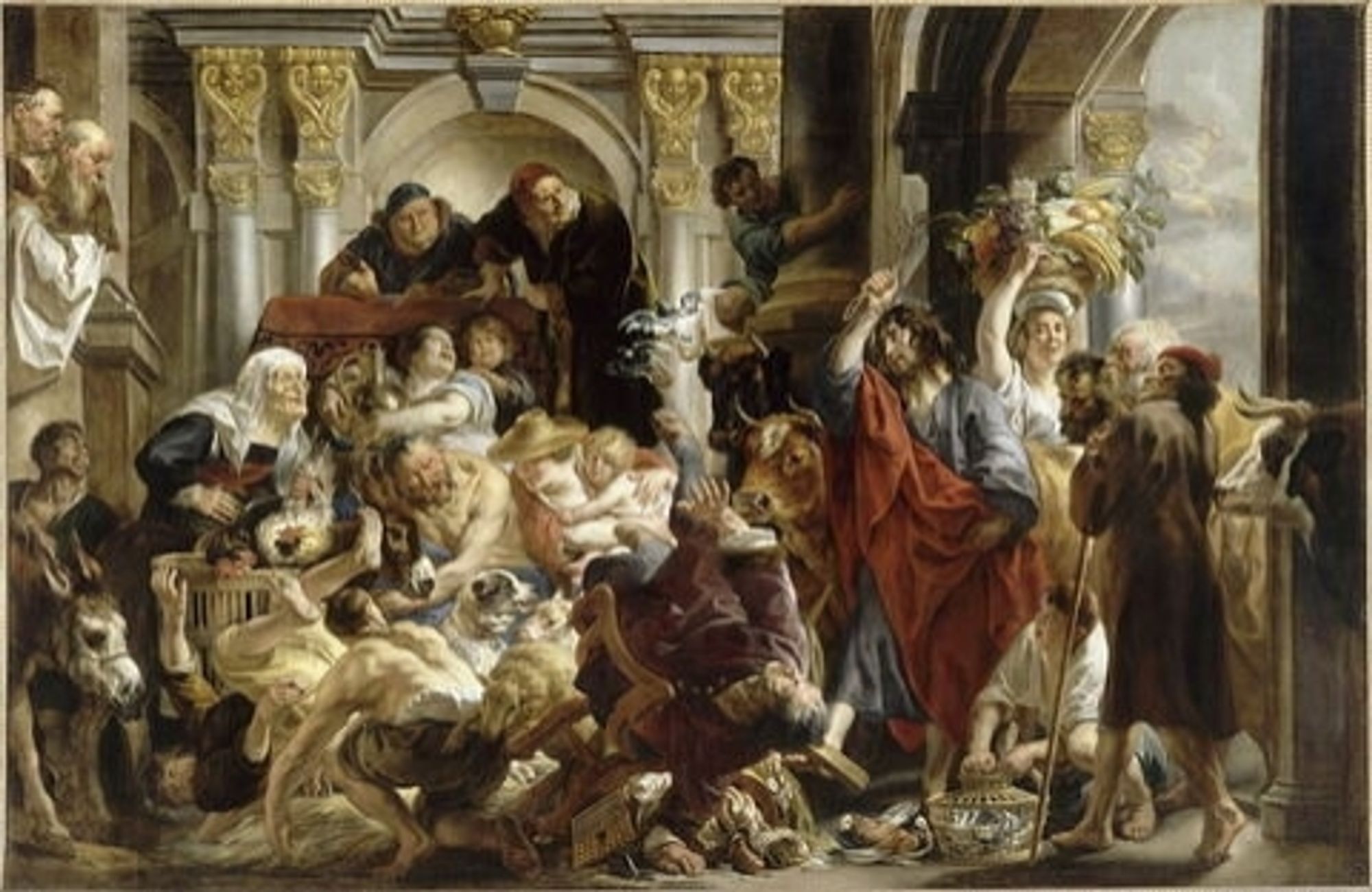 Peinture représentant Jésus chassant les marchands du temple, par Jacob Jordaens, musée du Louvre