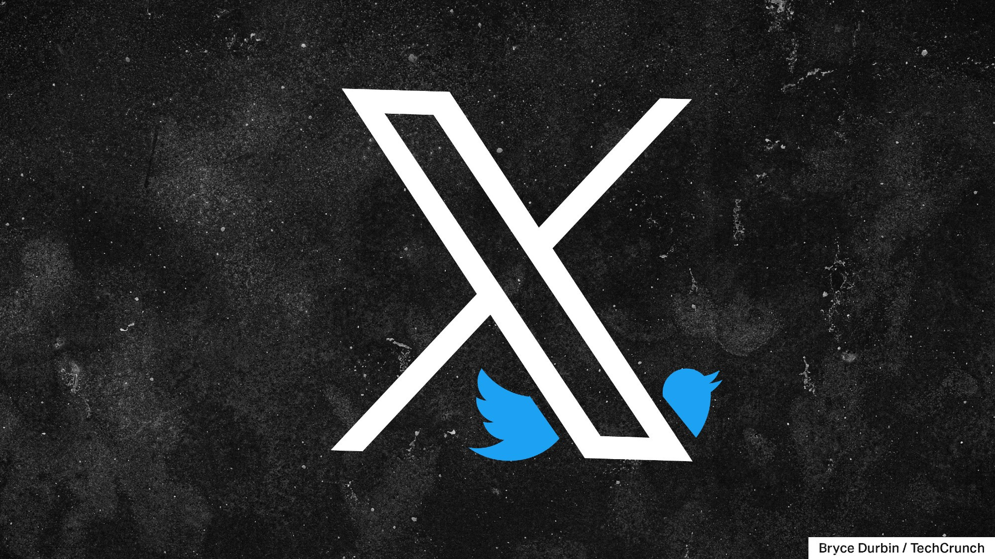 Twitter bird being beheaded by the X logo