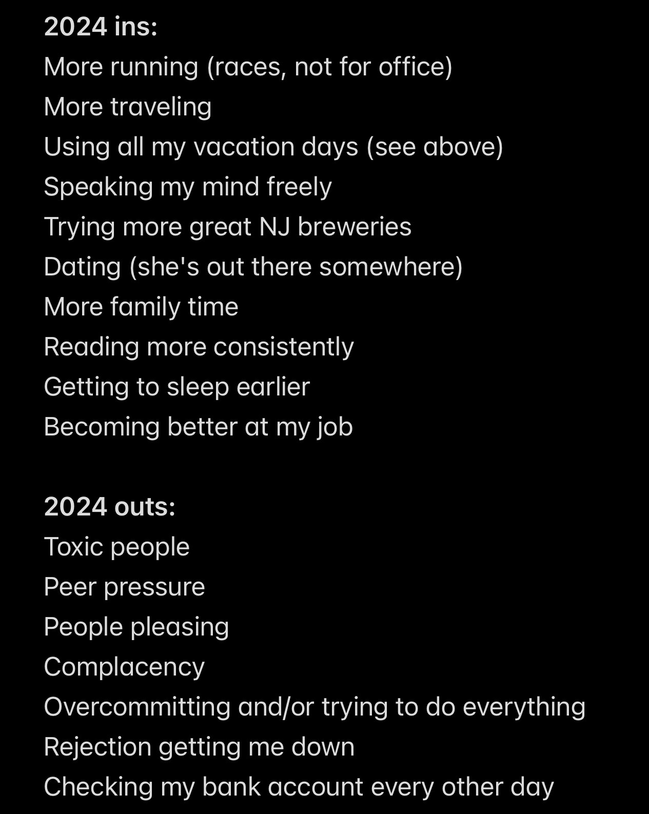 My list of what I will do and what I won't do in 2024