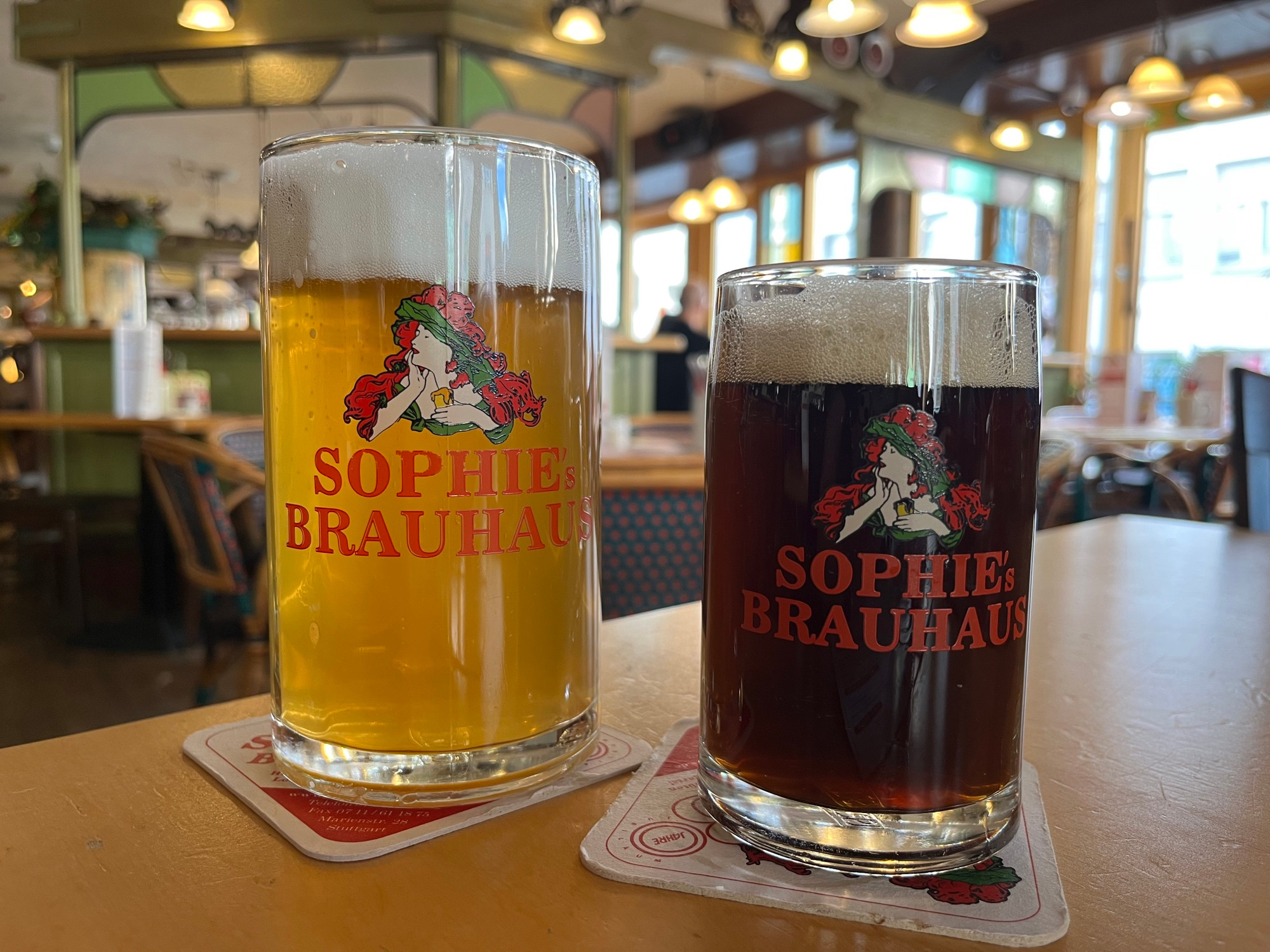 Helles and Schwarzbier at Sophie’s Brauhaus, Stuttgart.
