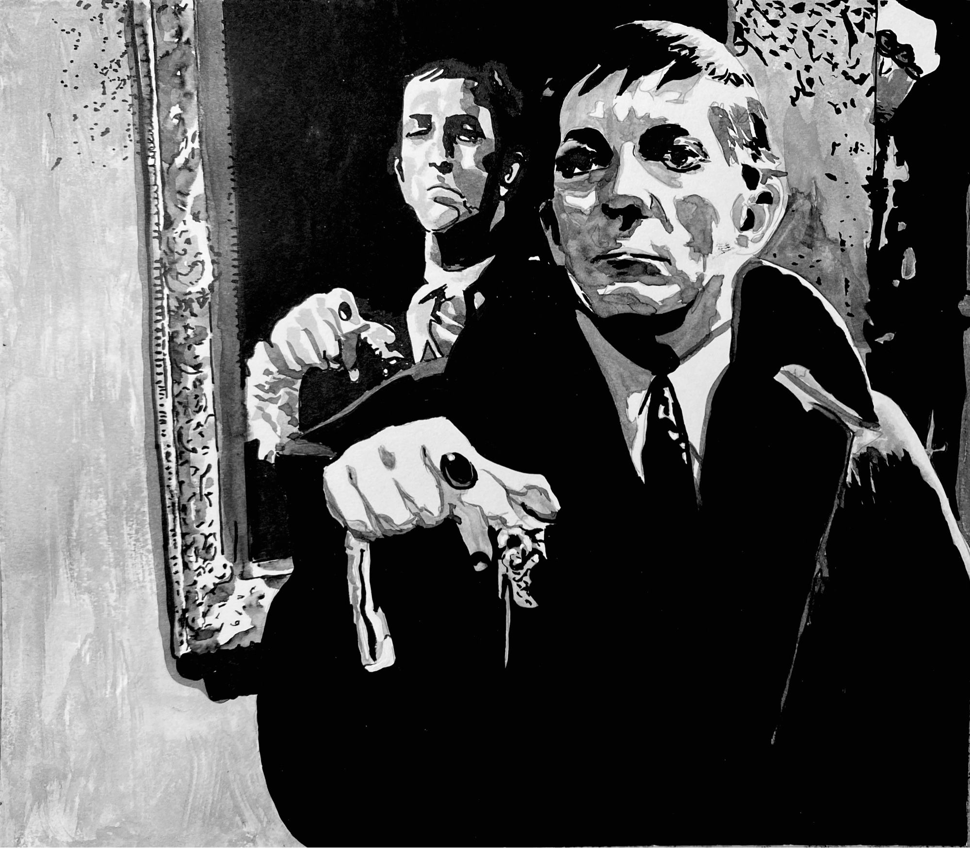 My inkwash drawing of Jonathan Frid from the TV show Dark Shadows