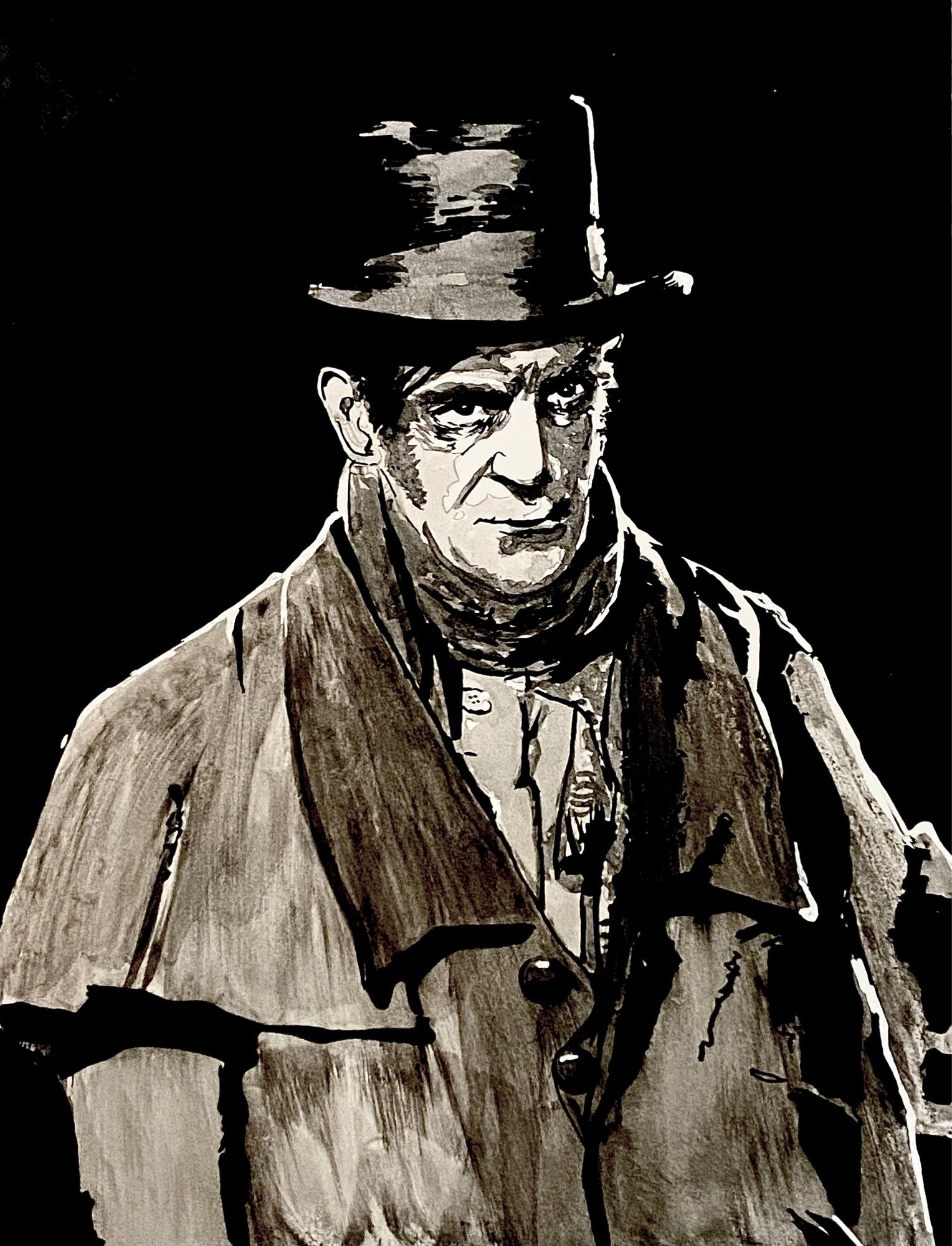 My inkwash drawing of Boris Karloff from The Body Snatcher (1945)