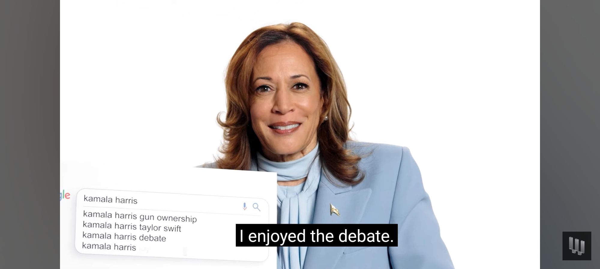 Kamala Harris saying "I enjoyed the debate"