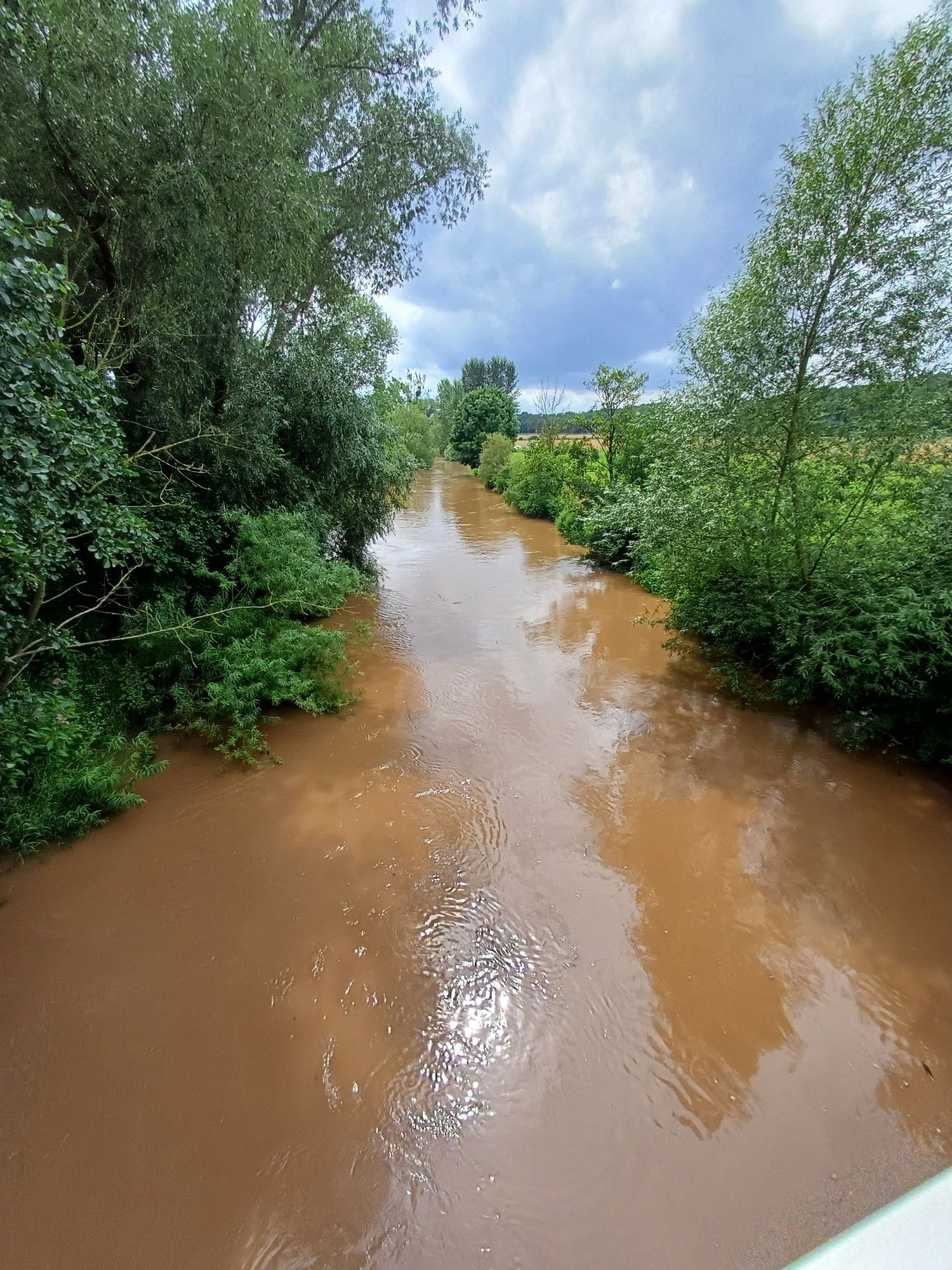 Die Leine schokobraun.
Auswirkung vom Unwetter vor ein paar Tagen