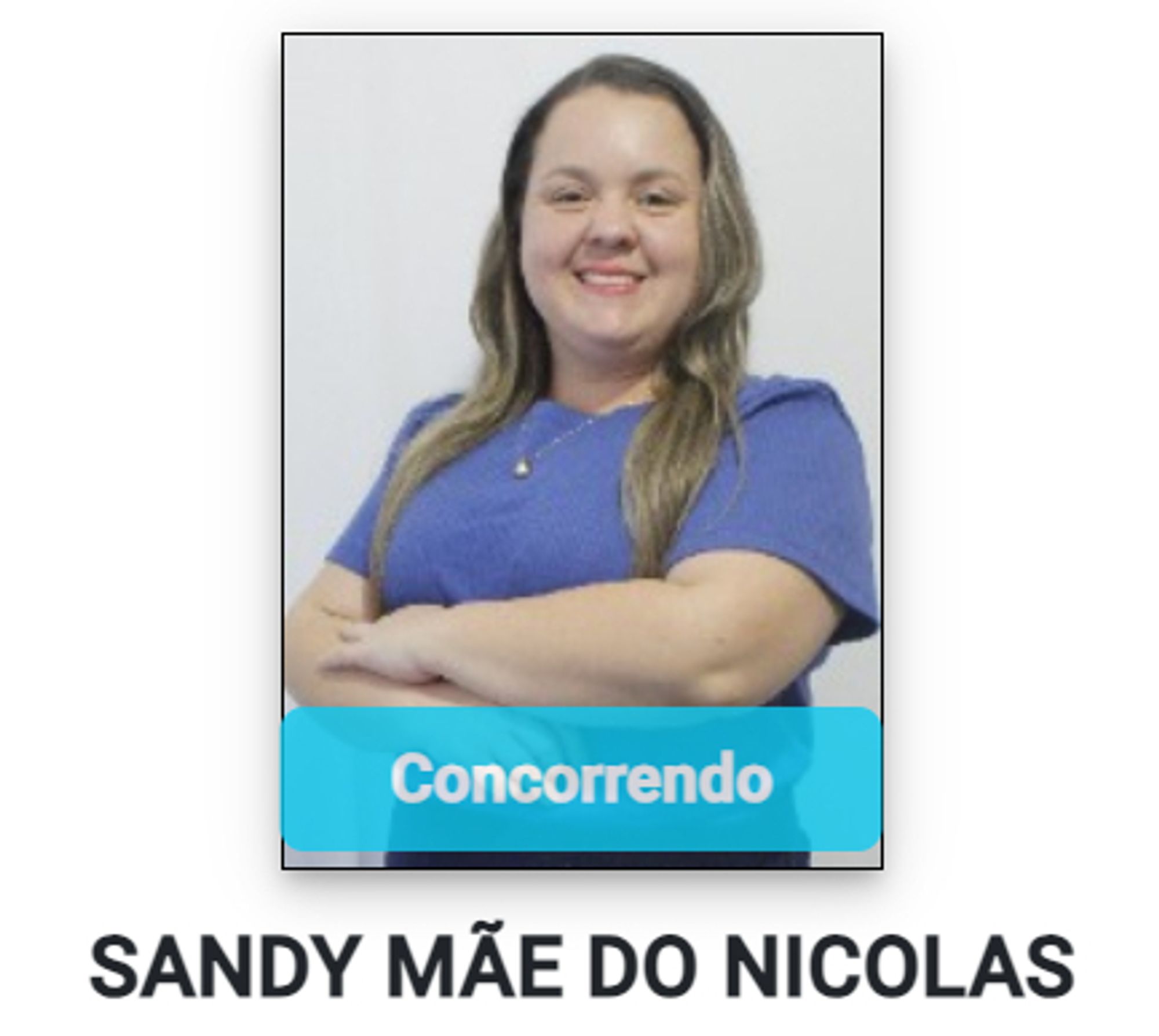 foto da candidata a vereadora sandy mãe do nicolas