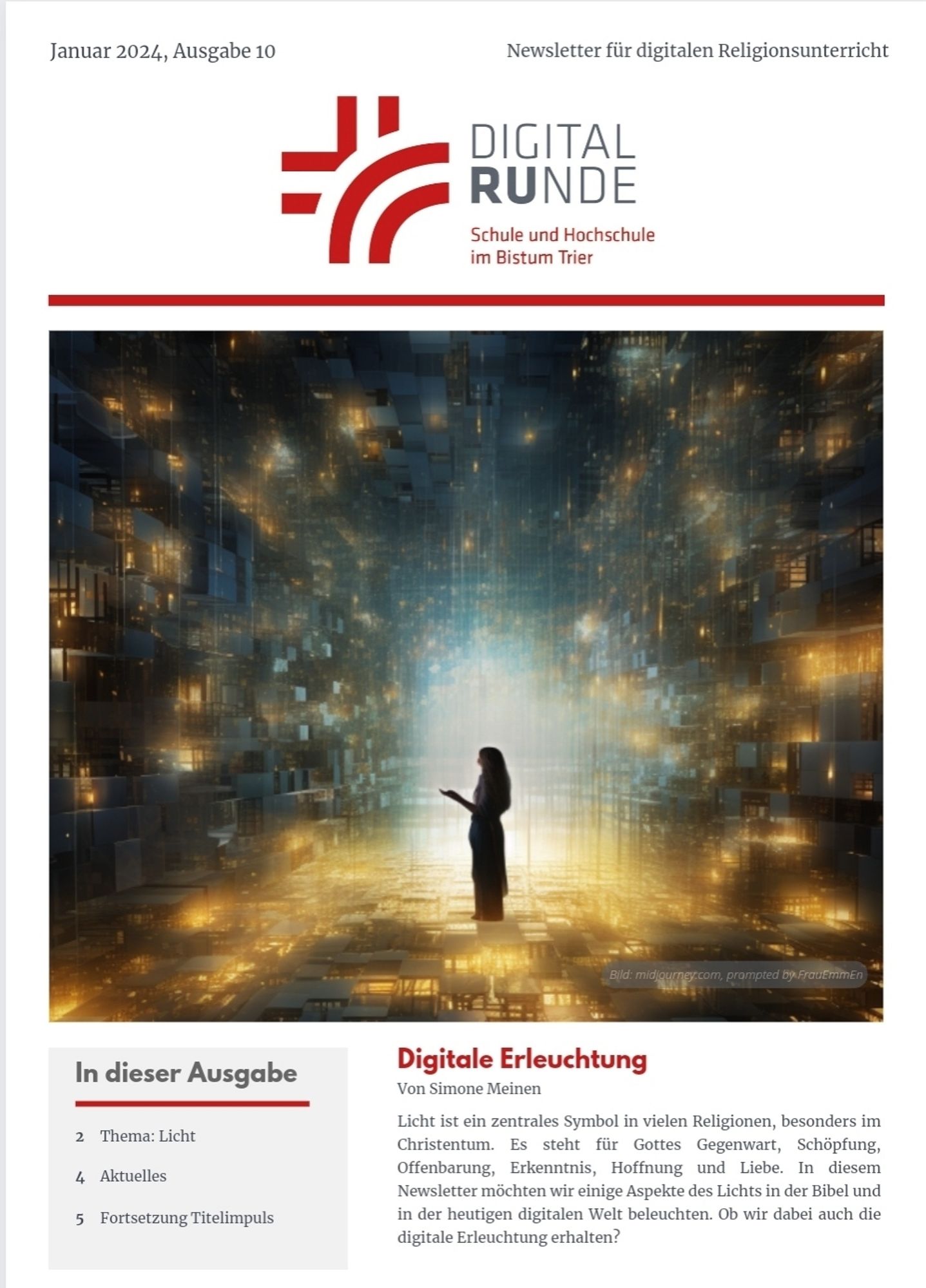 Titelblatt des Newsletters der Digitalrunde im Januar zum Thema Licht