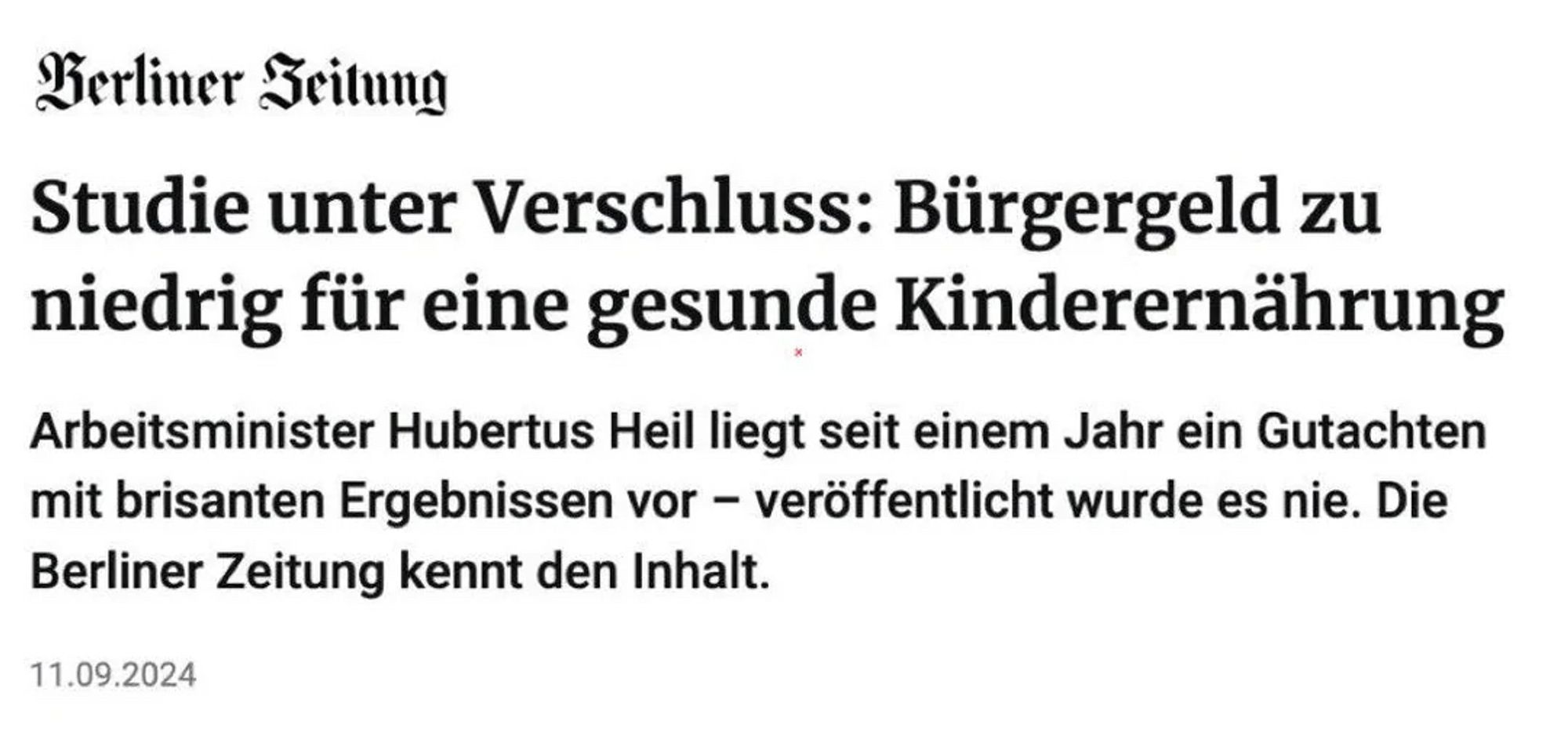 Arbeitsminister Hubertus Heil liegt seit einem Jahr ein Gutachten mit brisanten Ergebnissen vor - veröffentlicht wurde es nie. Studie unter Verschluss: Bürgergeld zu niedrig für eine gesunde Kinderernährung.