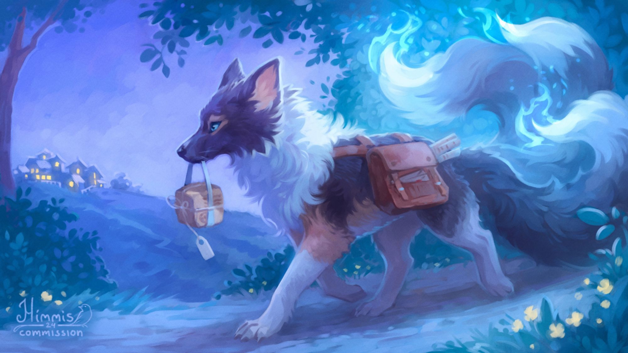 painterly drawn digital illustration with scenic backgrounds and happy feral furry characters