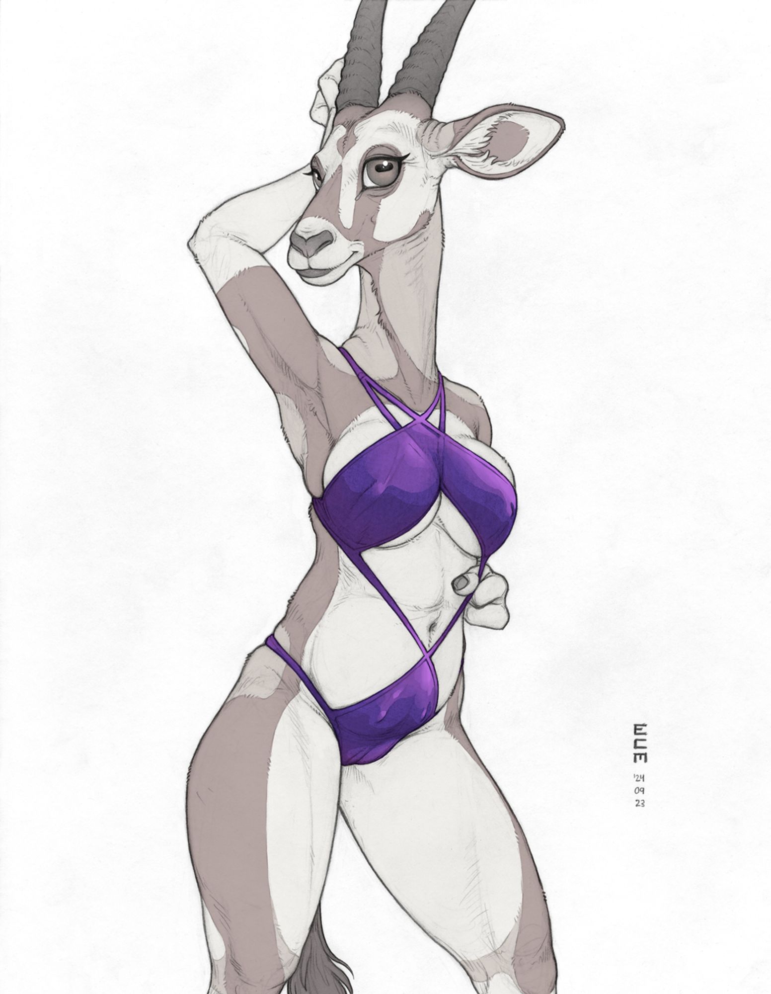 gemsbok lady wearing a swimsuit and posing