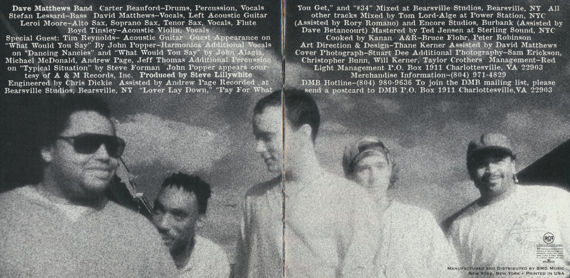 Liner notes from Dave Matthews Band's debut album "Under the Table and Dreaming"