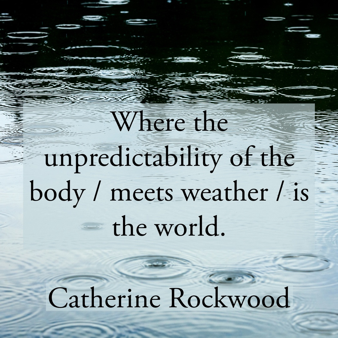 Where the unpredictability of the body / meets weather / is the world.
Catherine Rockwood