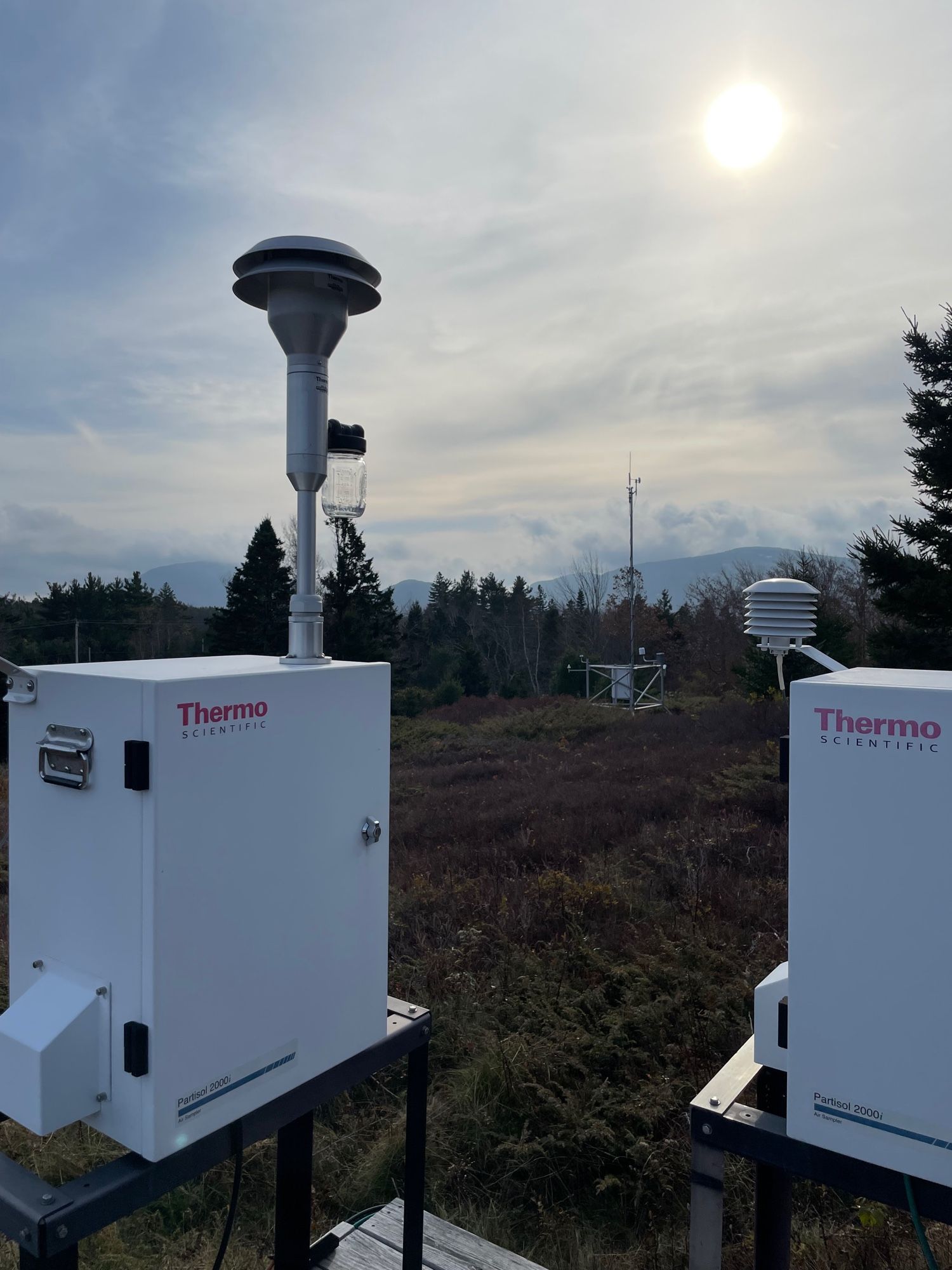 Air pollution monitors and weather data instruments