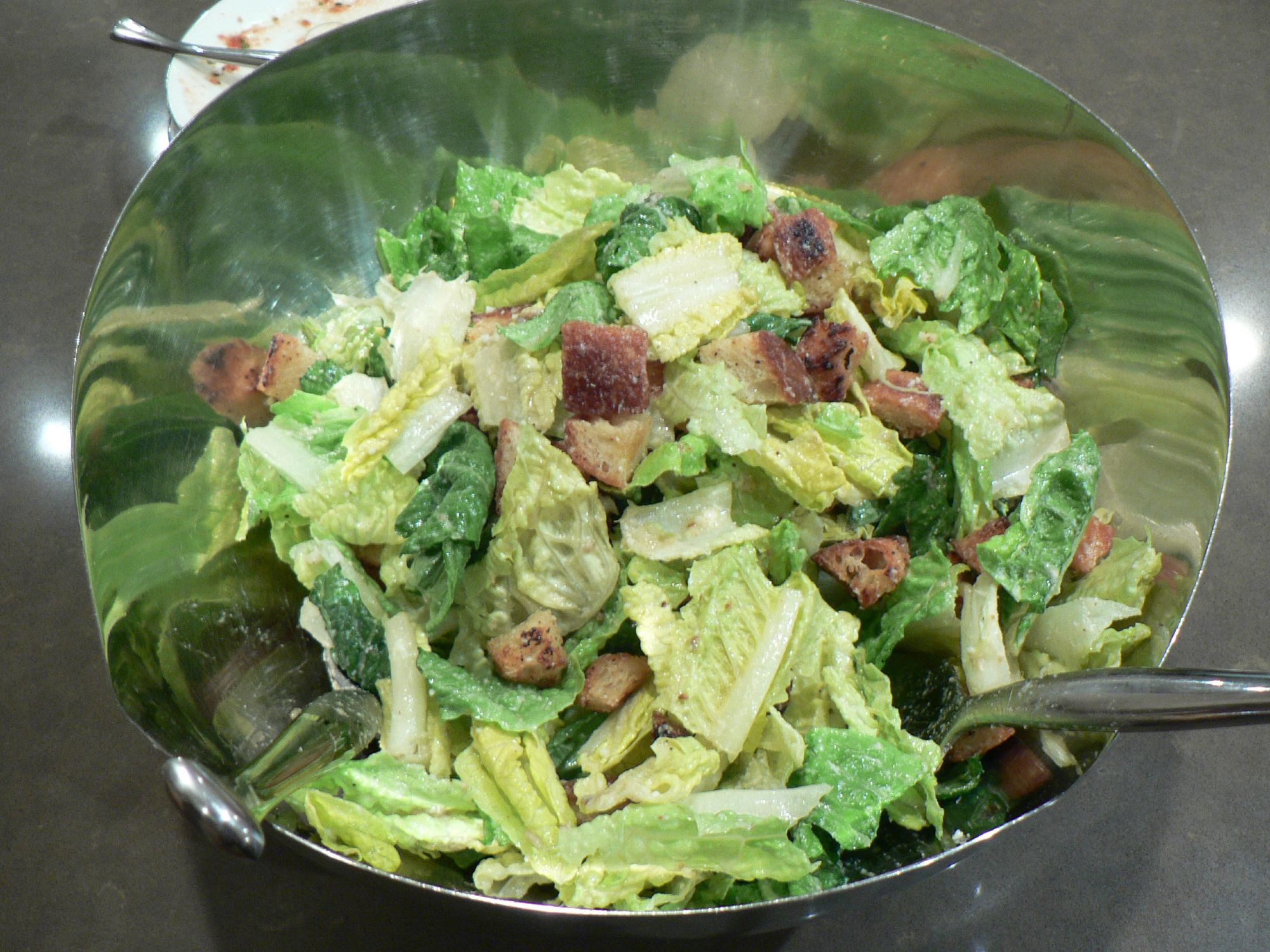 Caesar salad in a bowl.