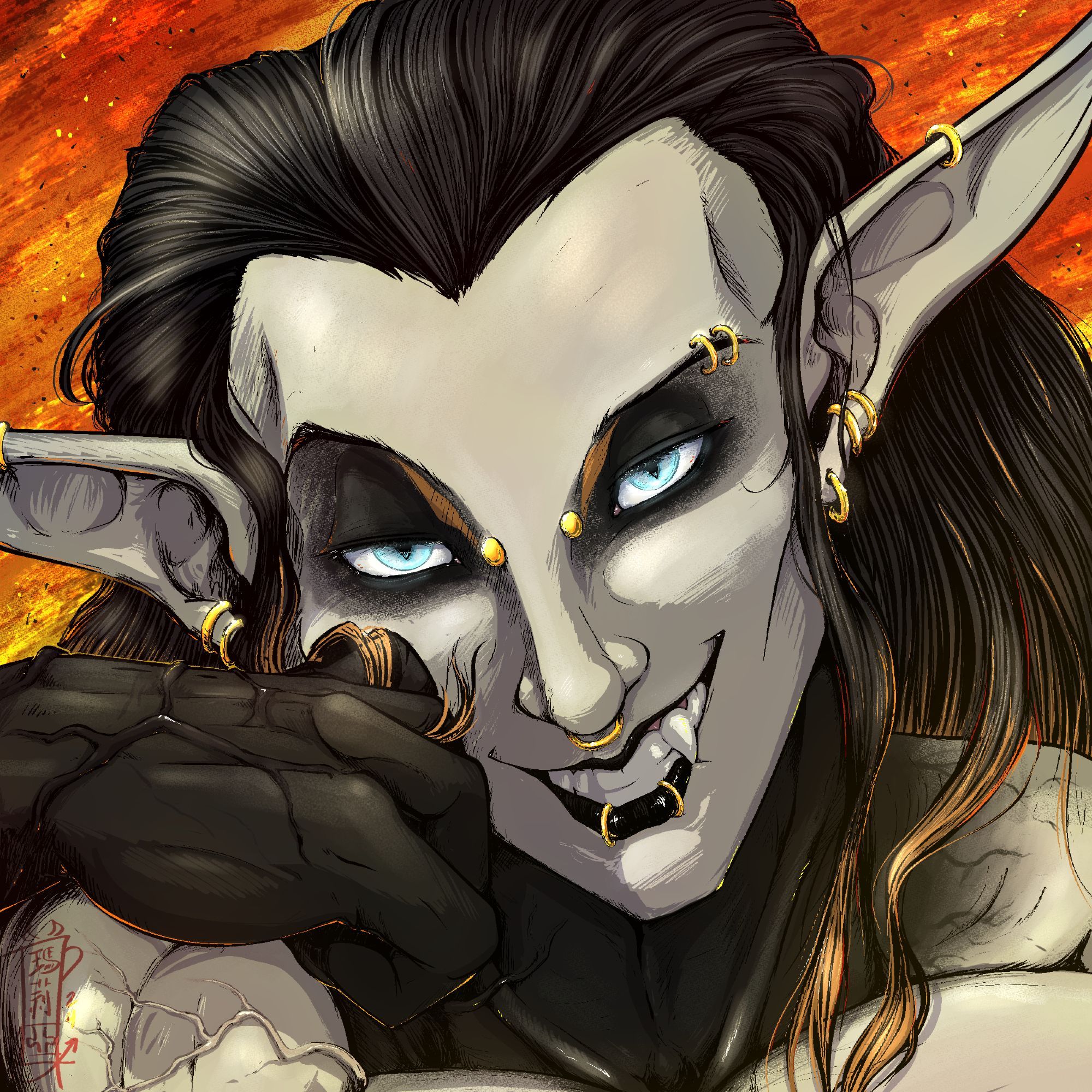 Pfp commission of a D&D elf character. Silvyr <3