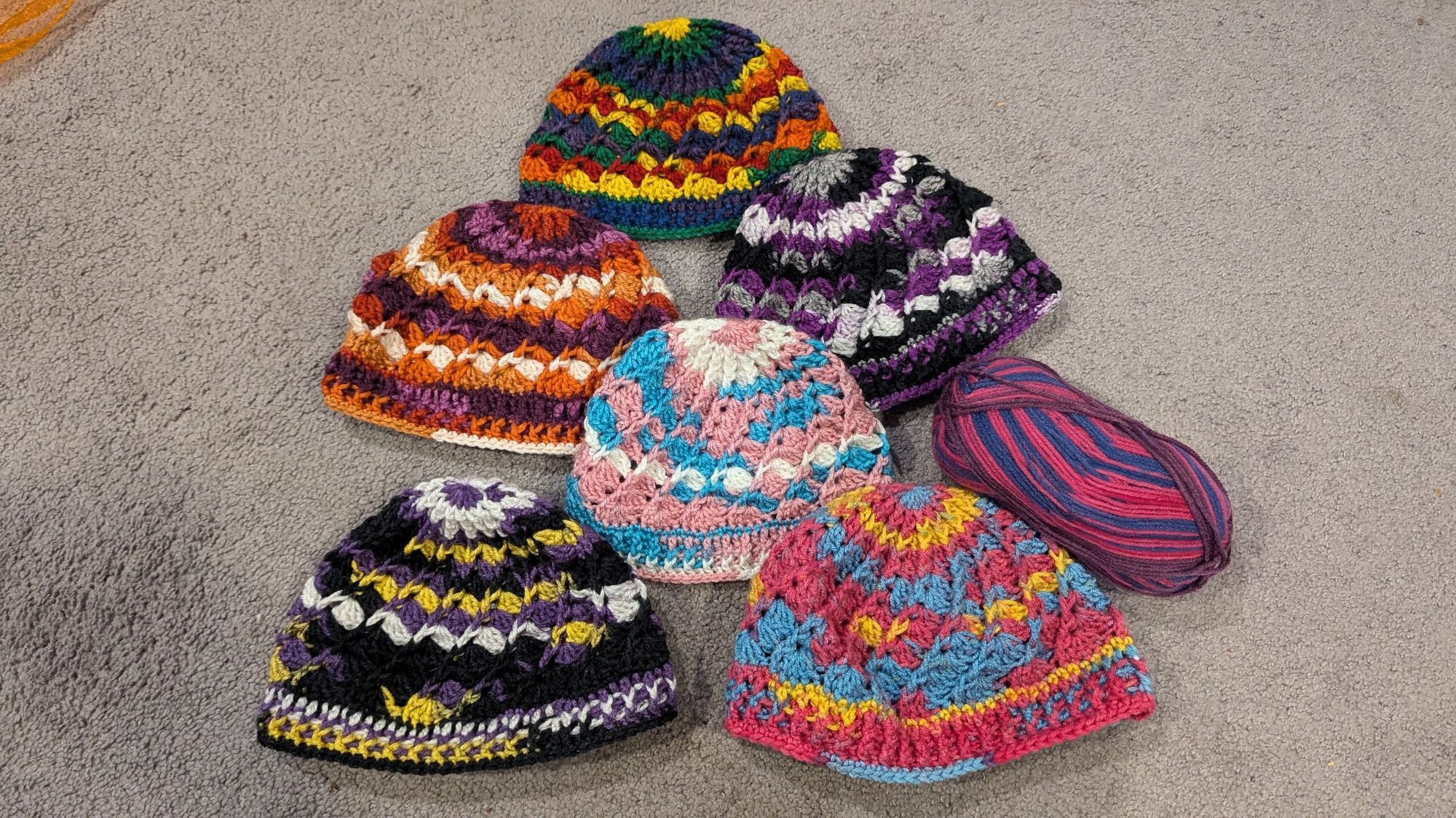 Pride colored hats!
Bi will be made soon.