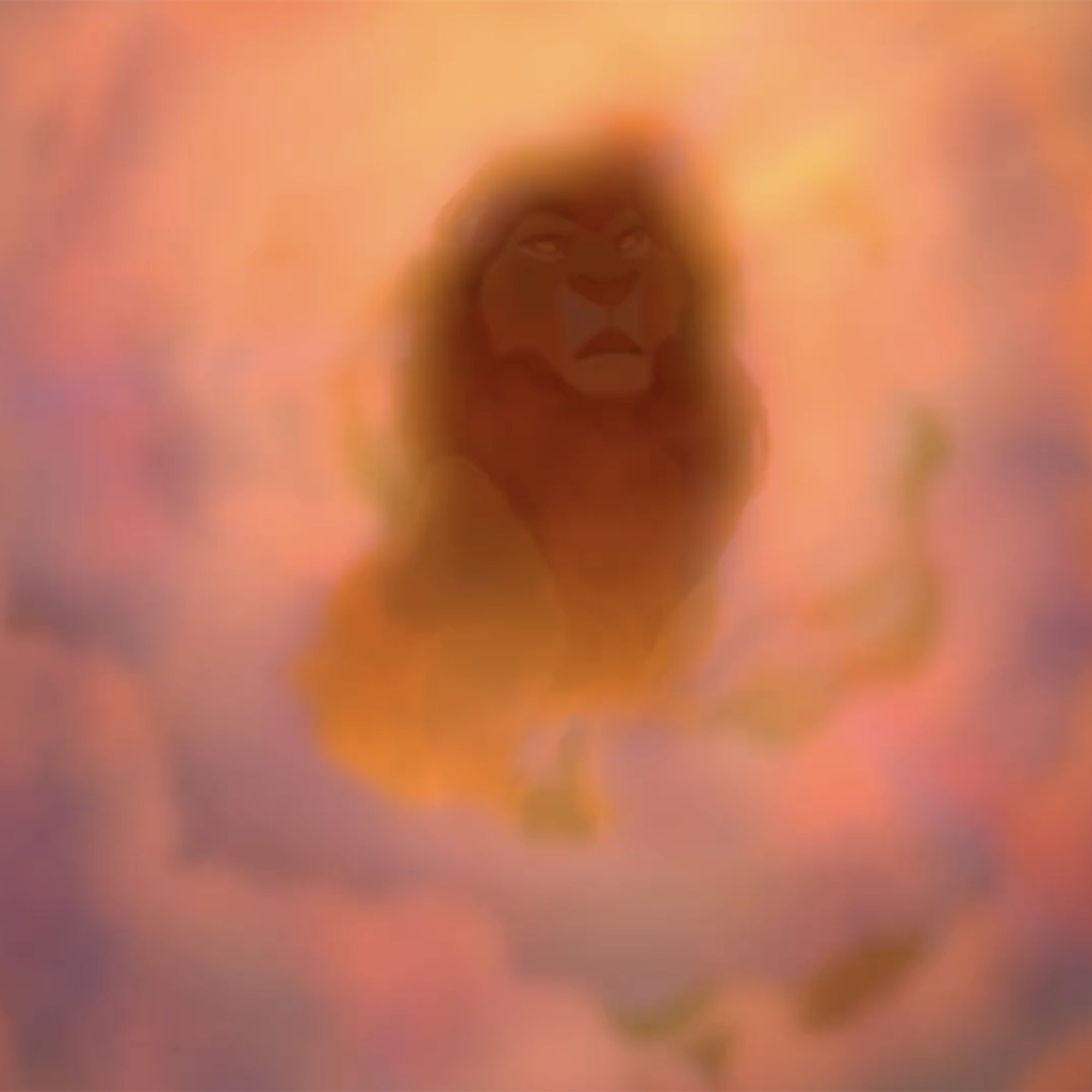 Mufasa from The Lion King (1994), standing on the clouds to remind Simba of who he is, which is a king like he was.