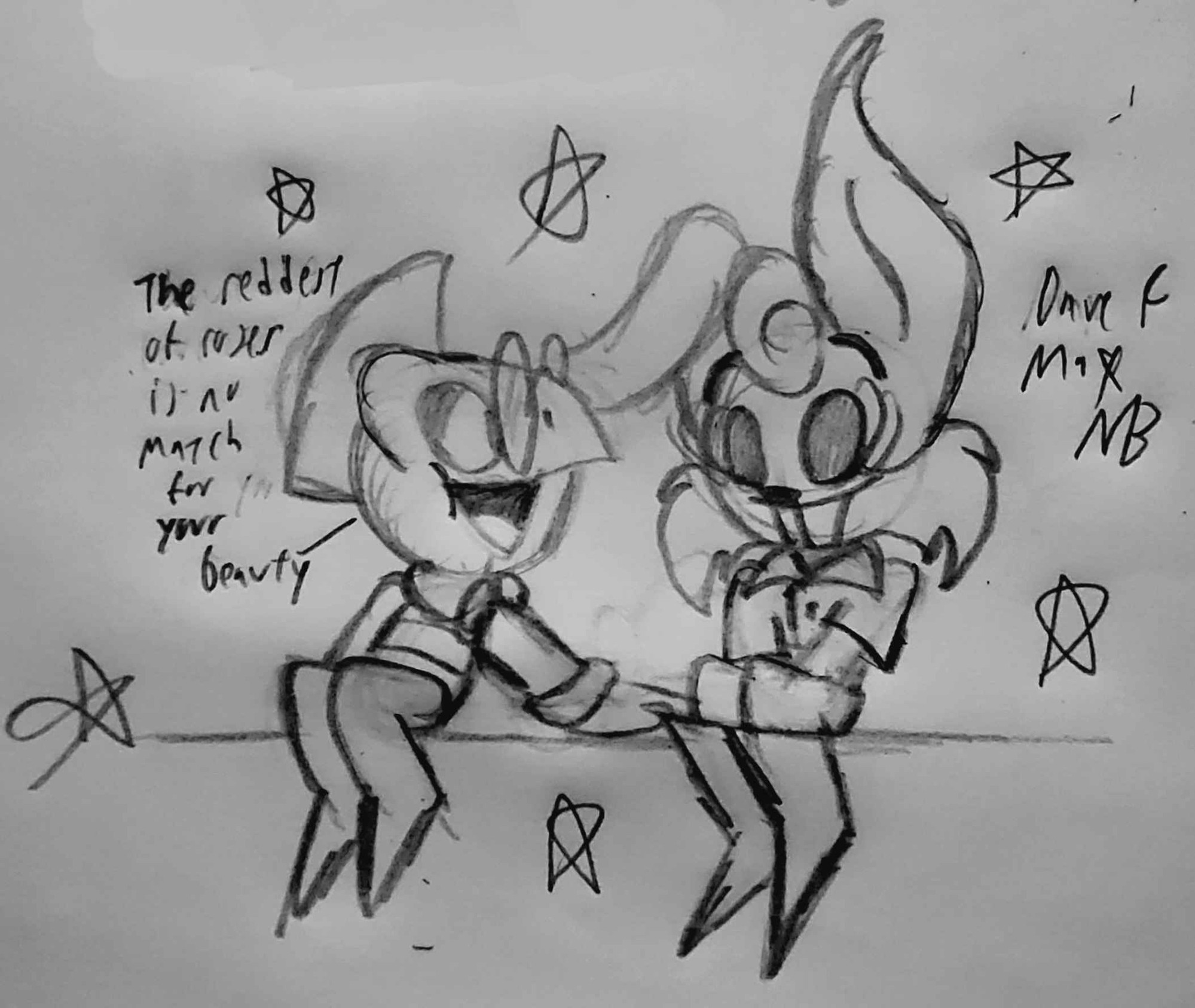 Sketch of Dave complementing Max; I don't know if that line really is romantic, I just wrote what I thought was romantic