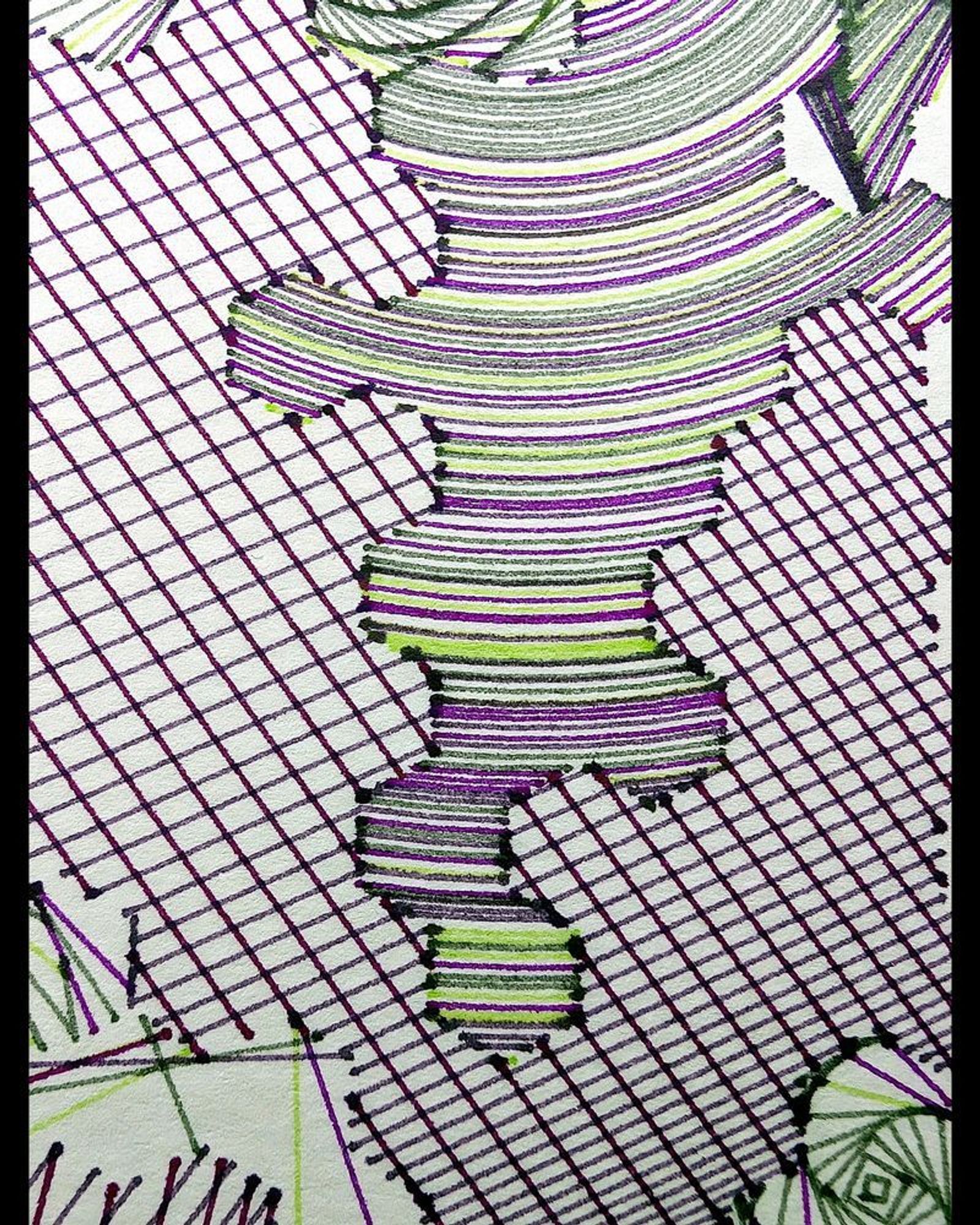 A deeply intricate pen plotter piece inspired by wave function collapse. Its dynamic, sweeping lines and swirling intersections echo the chaos of a mind struggling in the storm. The layers of lines symbolize descent, revealing the intricate, uncontrollable patterns of thought, emotion, and the universe. The artwork's abstract nature allows the viewer to feel the intensity of forces beyond control, blending physical and mental states into one visual narrative.