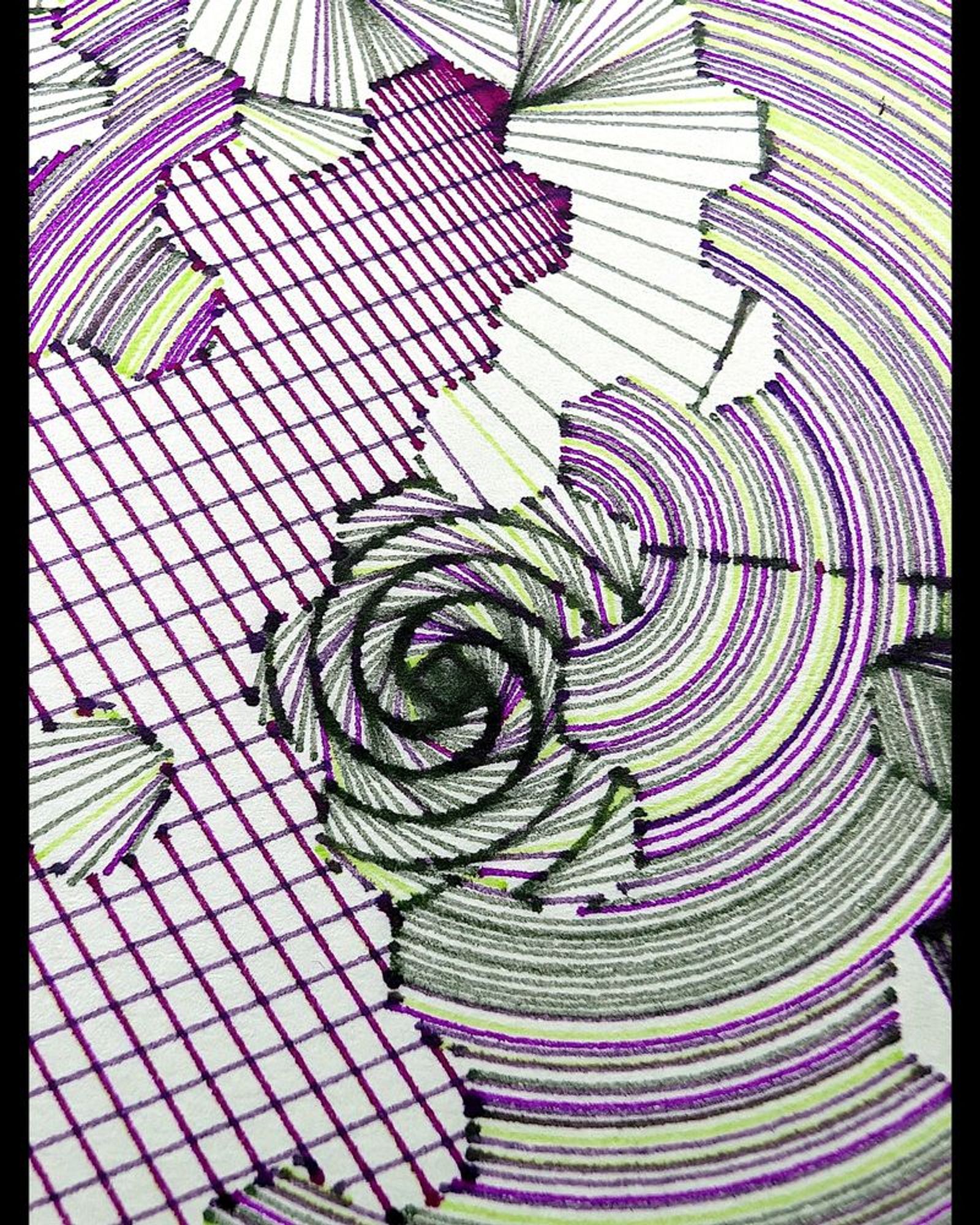 A deeply intricate pen plotter piece inspired by wave function collapse. Its dynamic, sweeping lines and swirling intersections echo the chaos of a mind struggling in the storm. The layers of lines symbolize descent, revealing the intricate, uncontrollable patterns of thought, emotion, and the universe. The artwork's abstract nature allows the viewer to feel the intensity of forces beyond control, blending physical and mental states into one visual narrative.