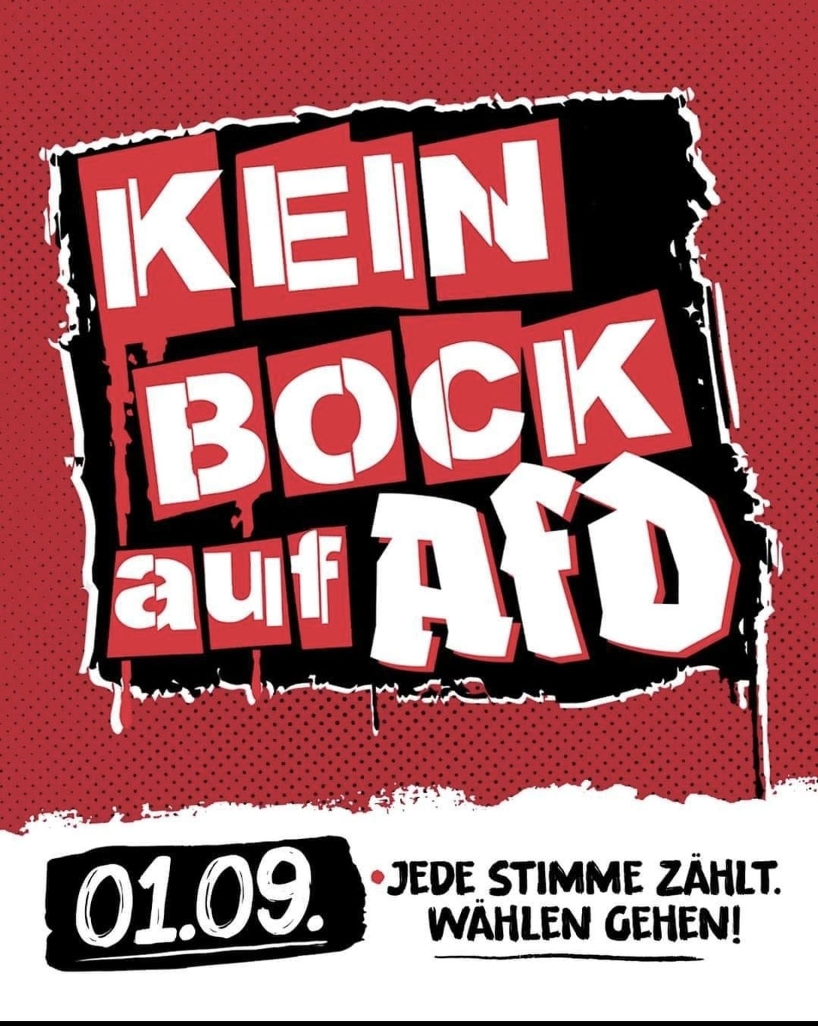 Meme: kein Bock auf die AfD, rotschwarz mit ein bisschen weiß