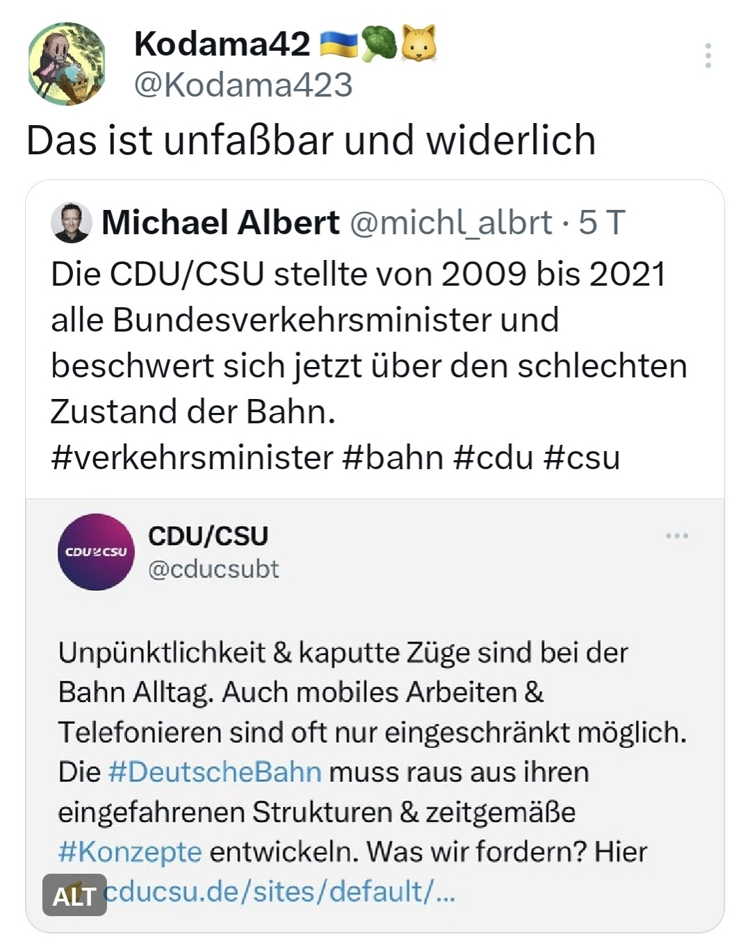 Meme zur Hubris der Union bzgl Verkehr