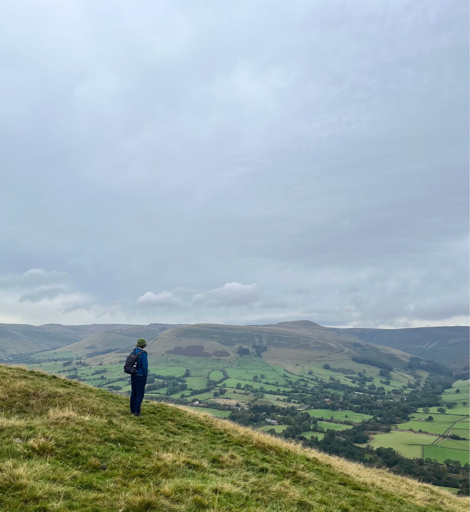 me, standing near the top of Mam Tor in Derbyshire