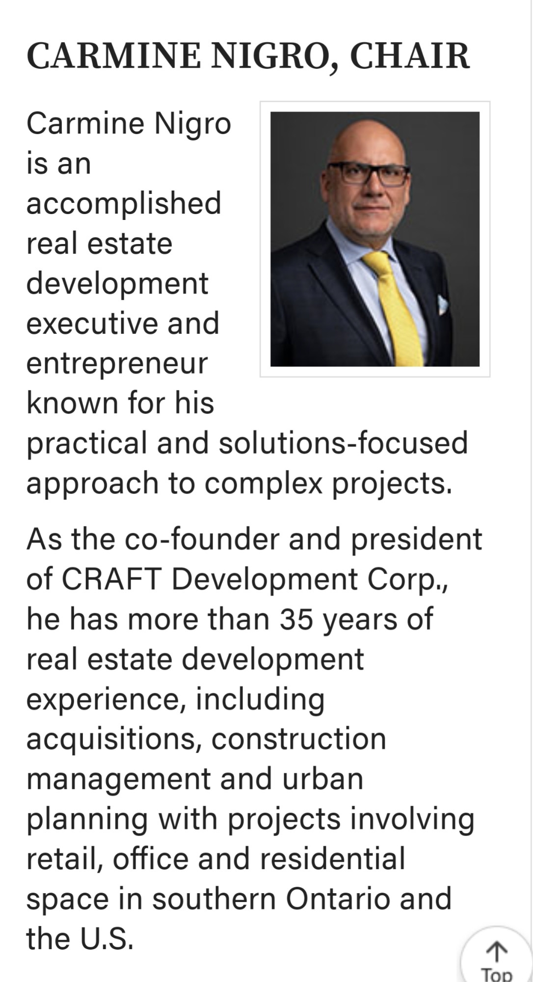 Bio for LCBO board chair, Carmine Nigro