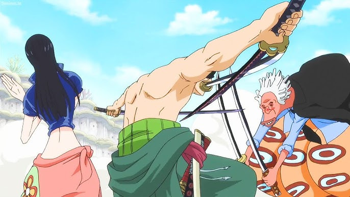 Zoro saves Robin from Hyouzou's death sword